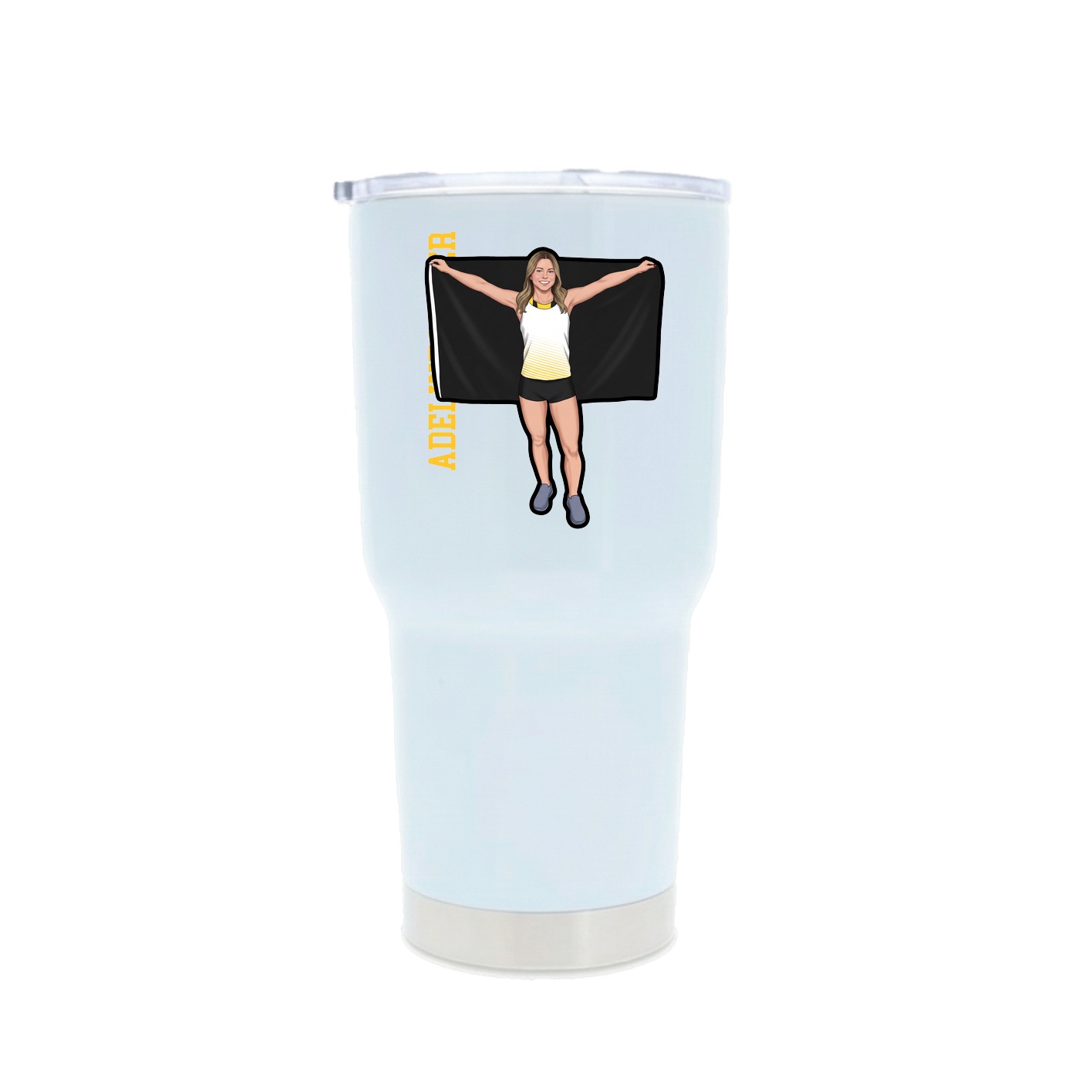 30oz Stainless Steel Tumbler — Name Vertical in White