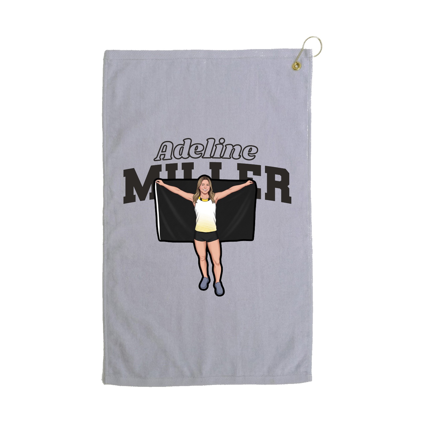 Golf Towel — Name Arch in Grey