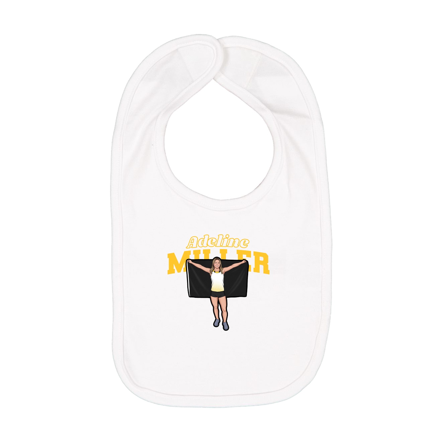 Infant Bib — Name Arch in White