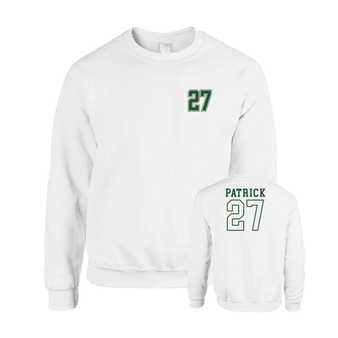 Fleece Crew — Chest Back in White
