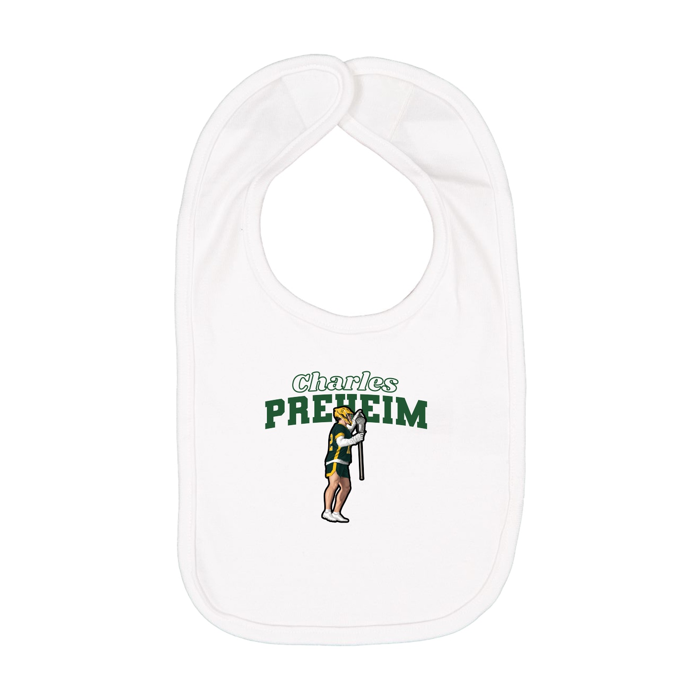 Infant Bib — Name Arch in White