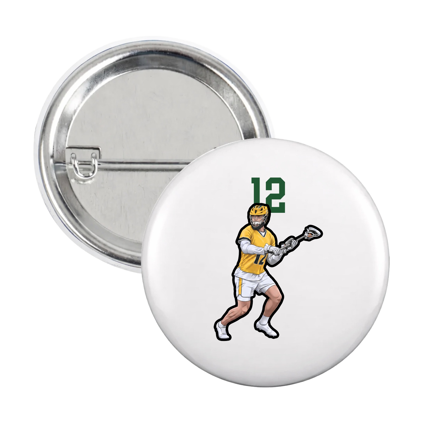 Game Day Button — Number Top in White