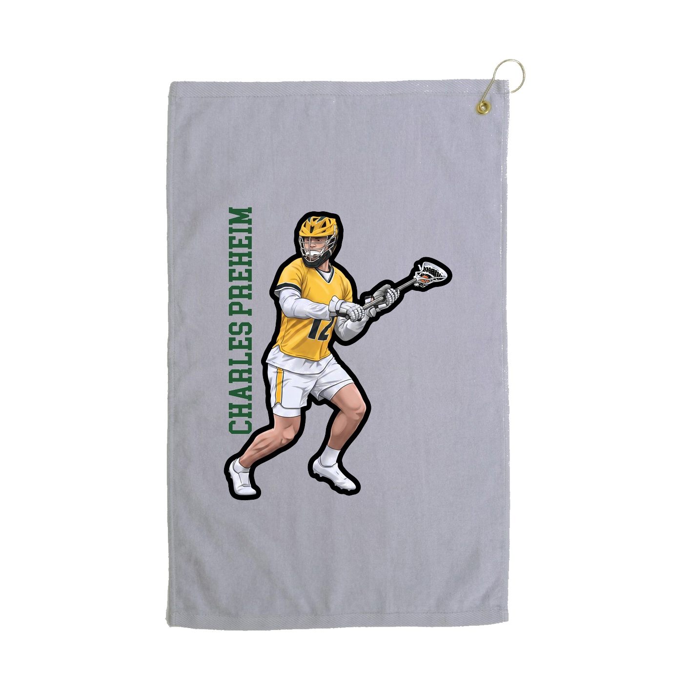 Golf Towel — Name Vertical in Grey