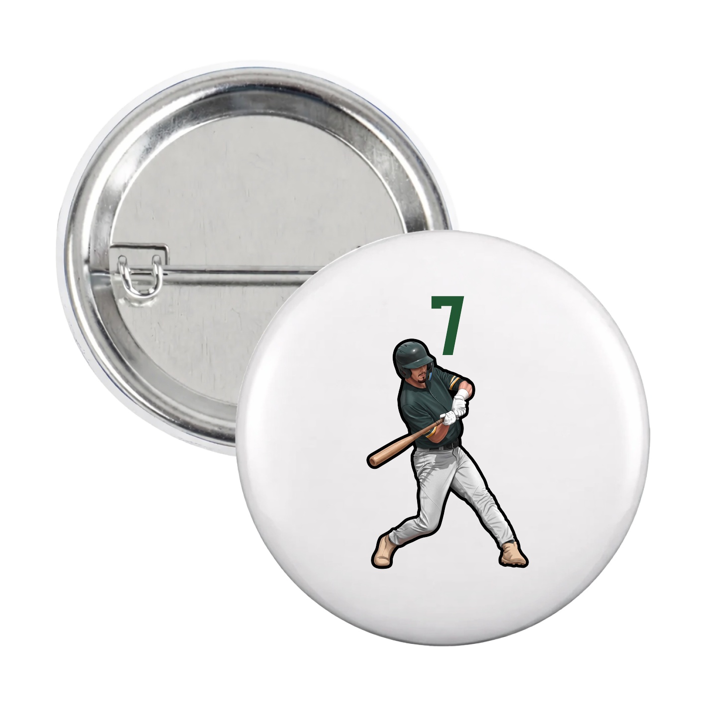 Game Day Button — Number Top in White