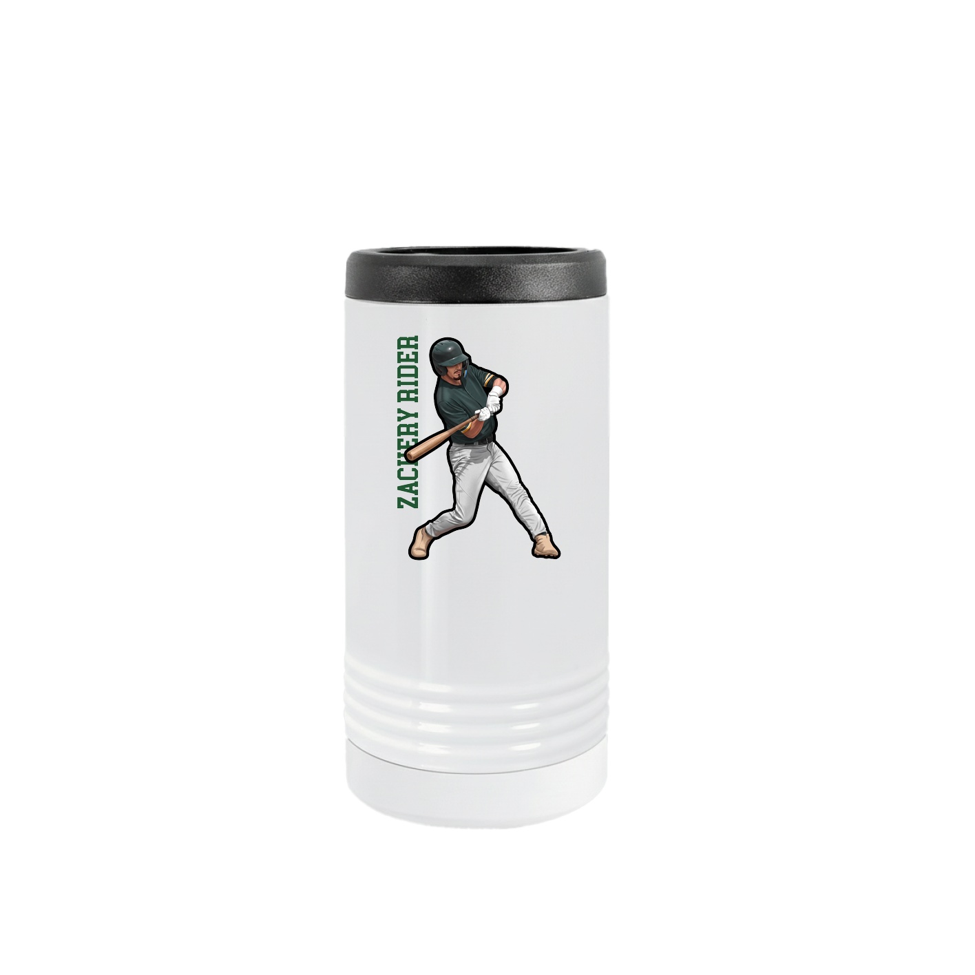 Slim Beverage Holder — Name Vertical in White
