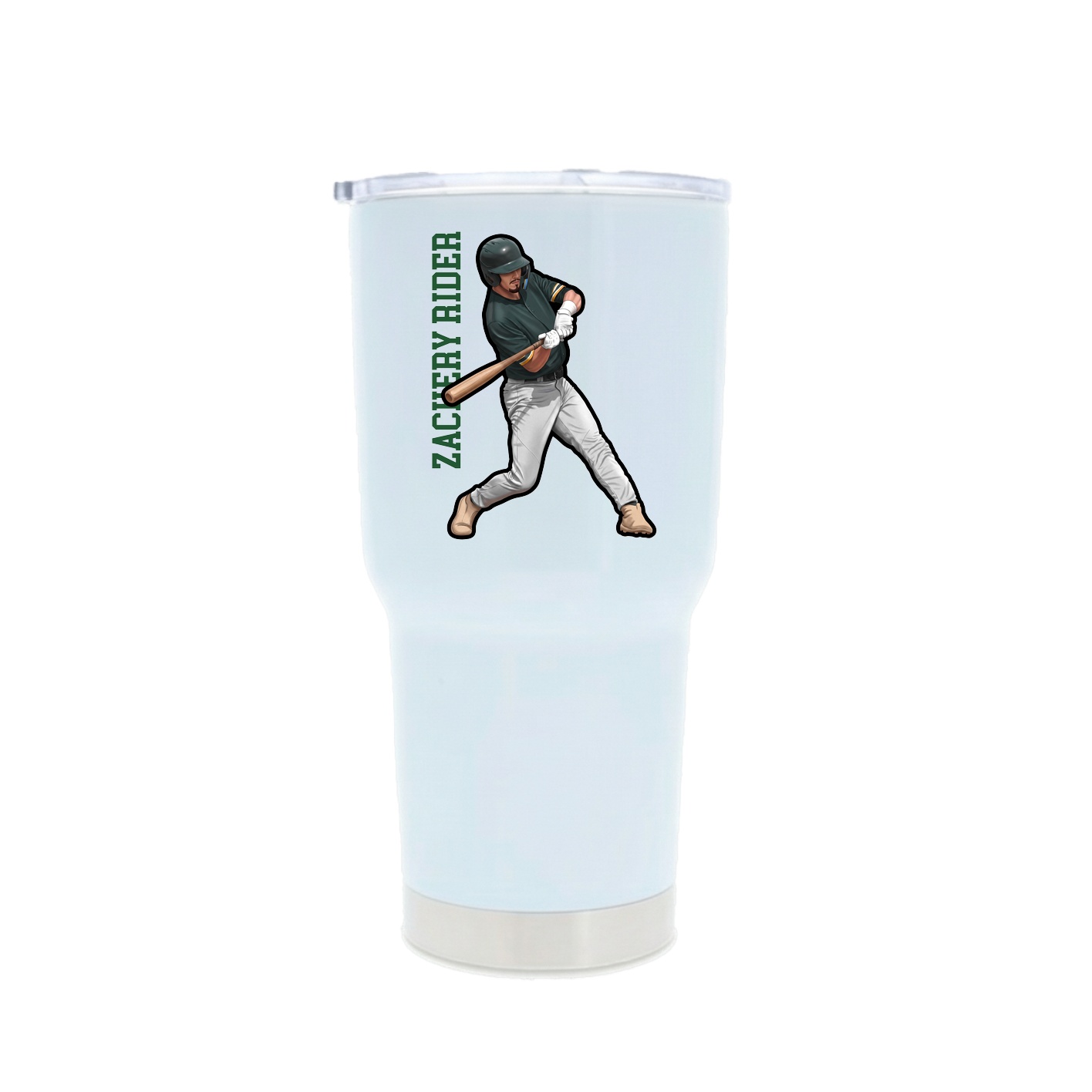 30oz Stainless Steel Tumbler — Name Vertical in White