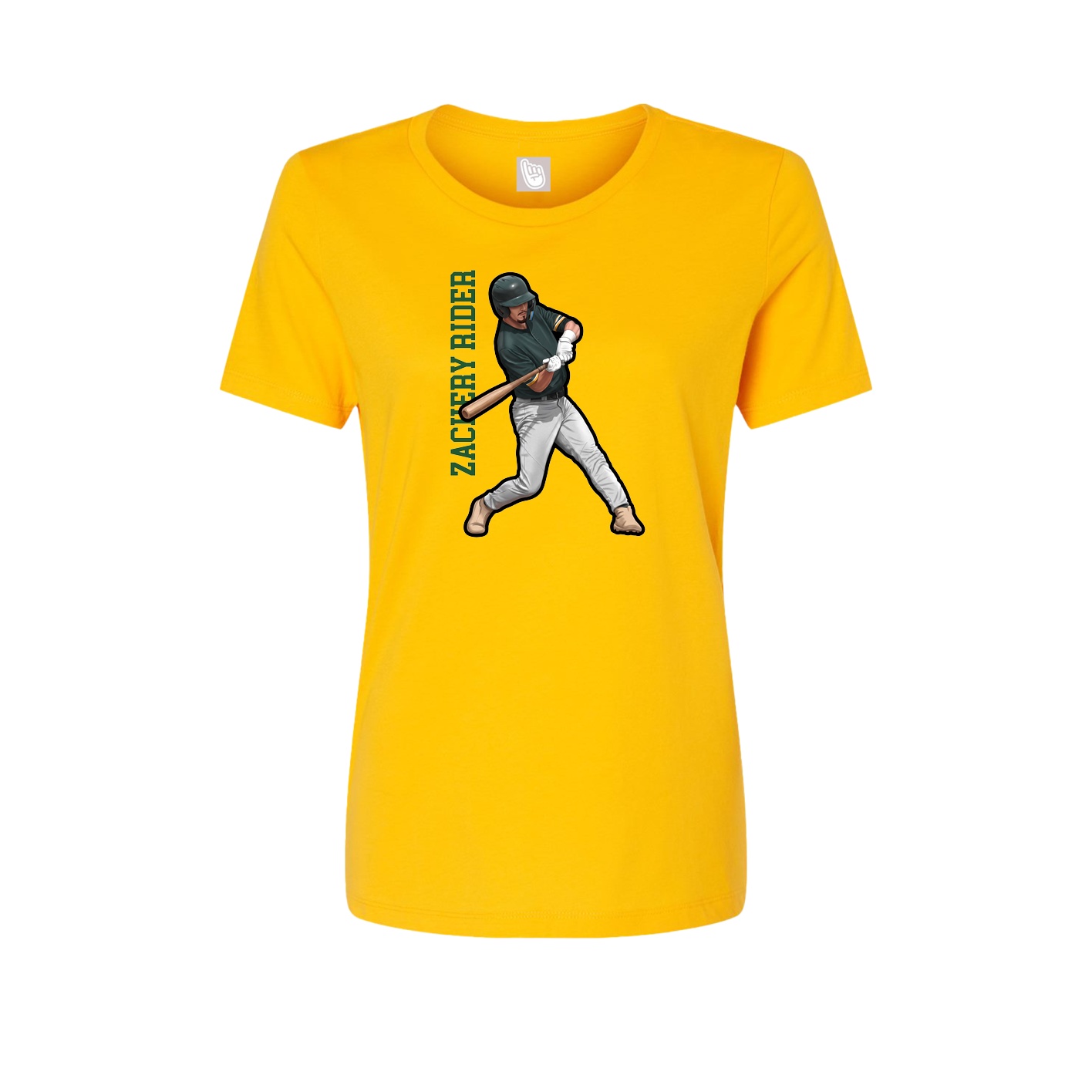 Fitted Women's Tee — Name Vertical in Gold
