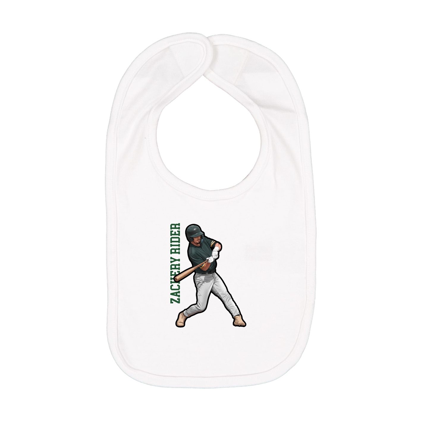 Infant Bib — Name Vertical in White