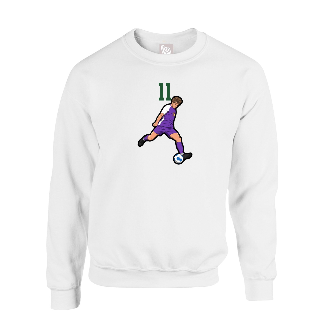 Fleece Crew — Number Top in White
