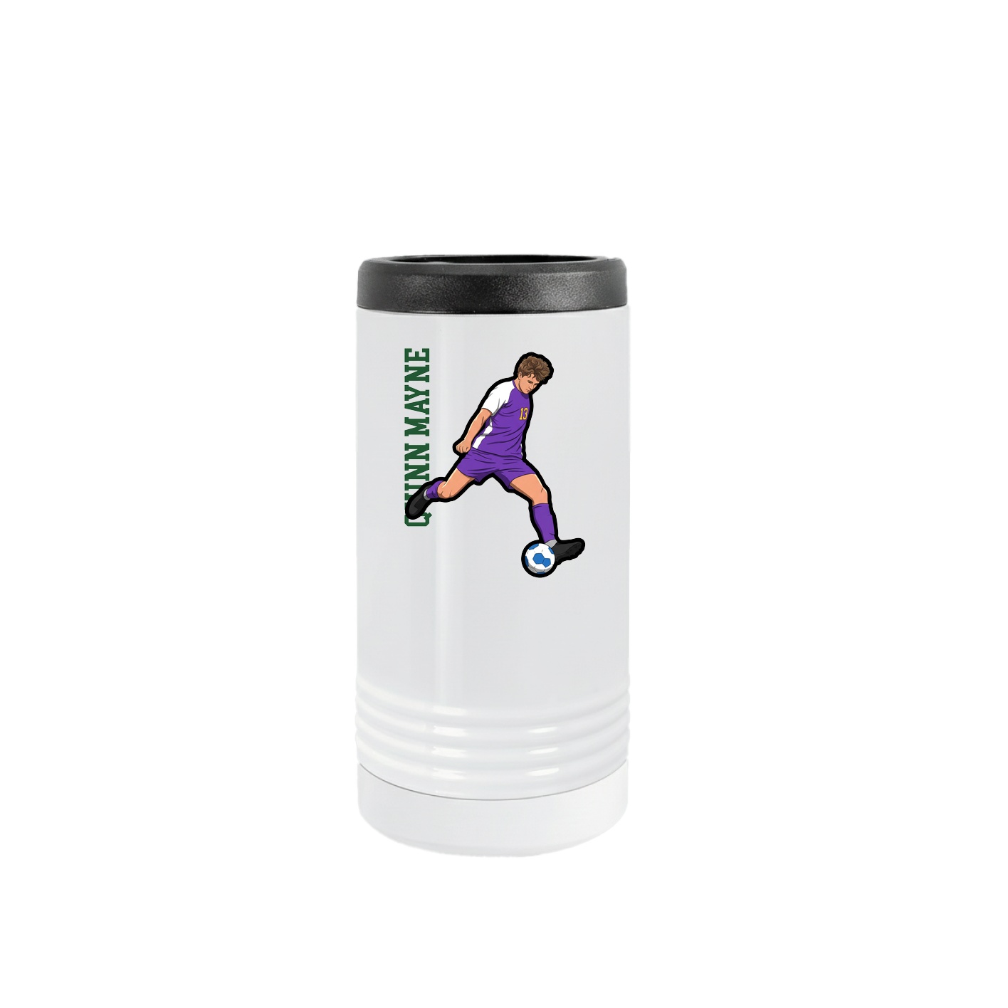 Slim Beverage Holder — Name Vertical in White