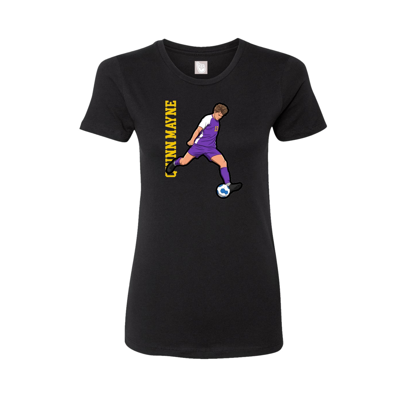 Fitted Women's Tee — Name Vertical in Black
