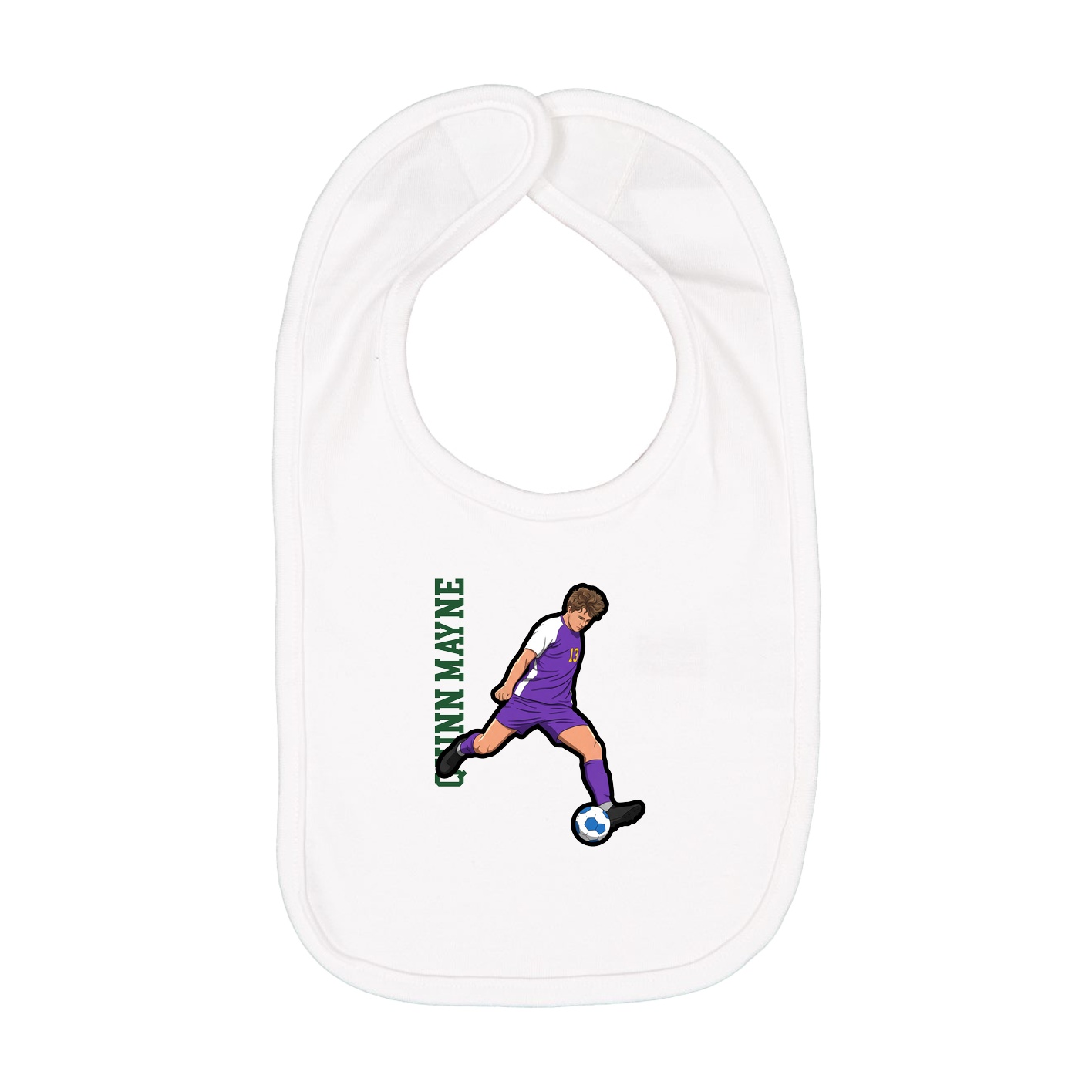 Infant Bib — Name Vertical in White