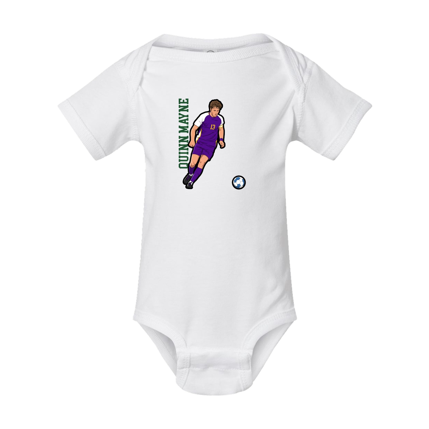 Baby Onesie — Name Vertical in White