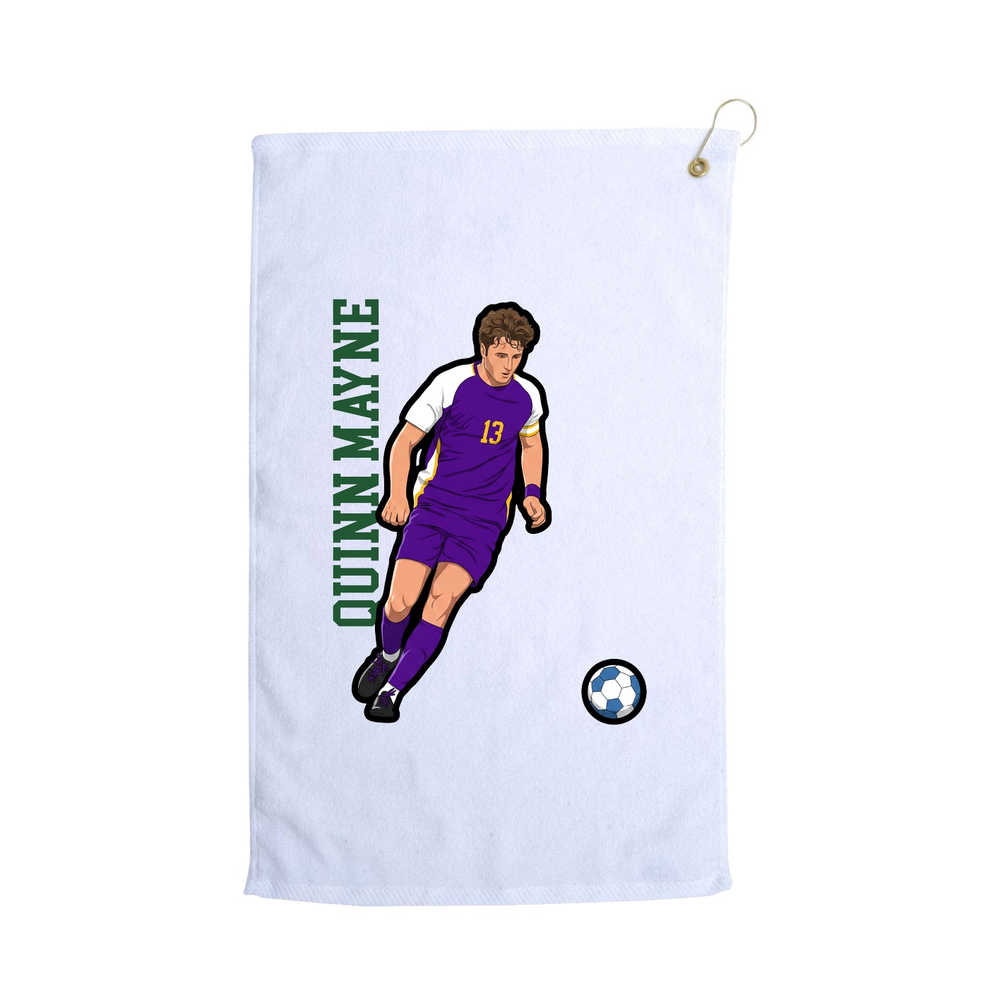 Golf Towel — Name Vertical in White
