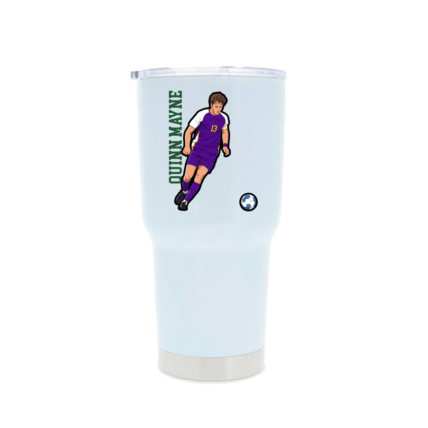 30oz Stainless Steel Tumbler — Name Vertical in White