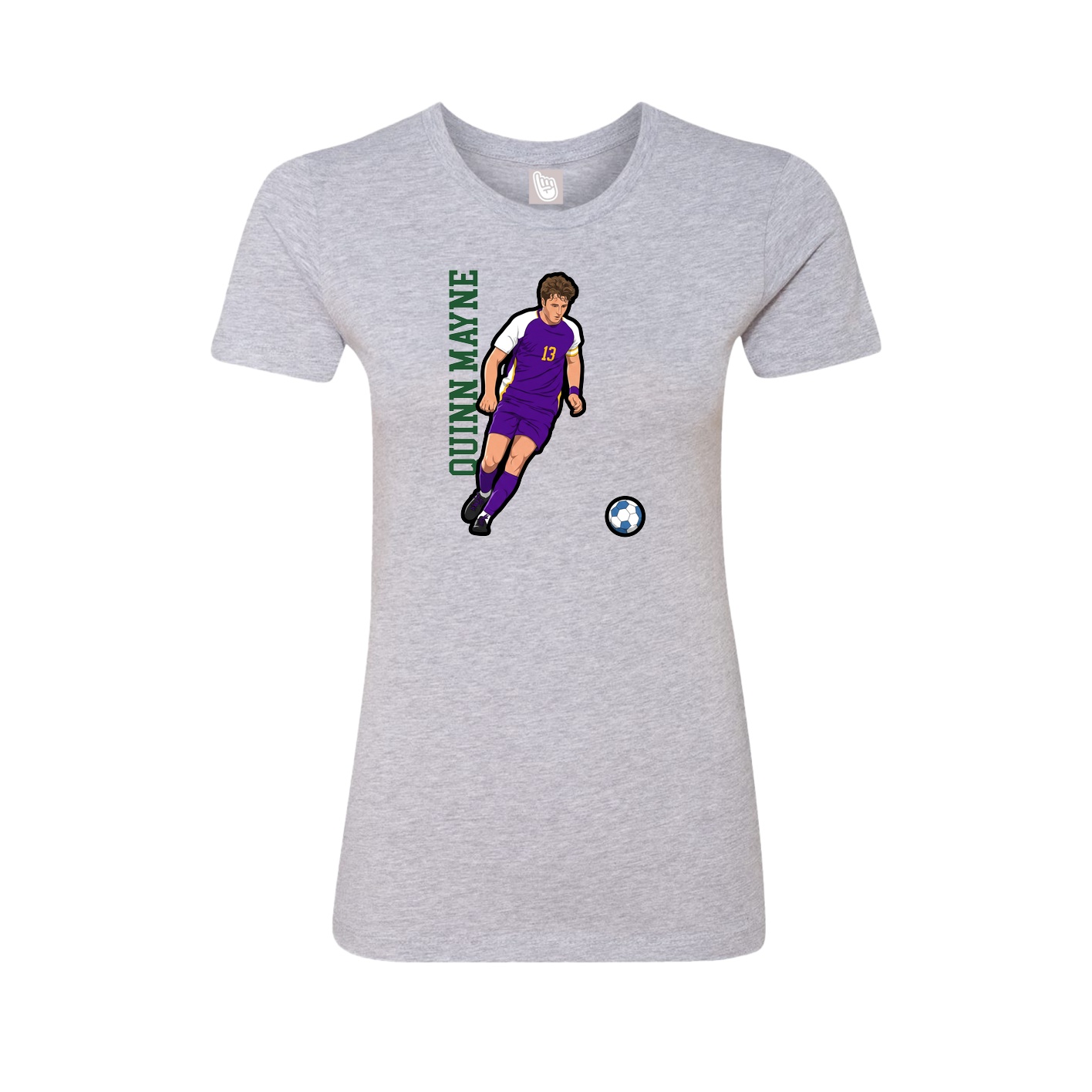 Fitted Women's Tee — Name Vertical in Grey