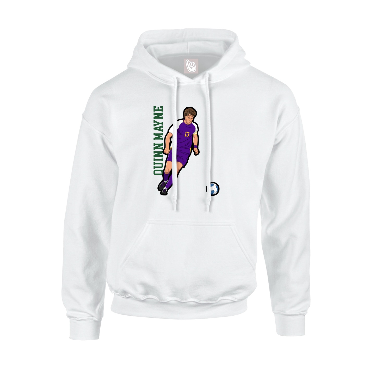Youth Hoodie — Name Vertical in White