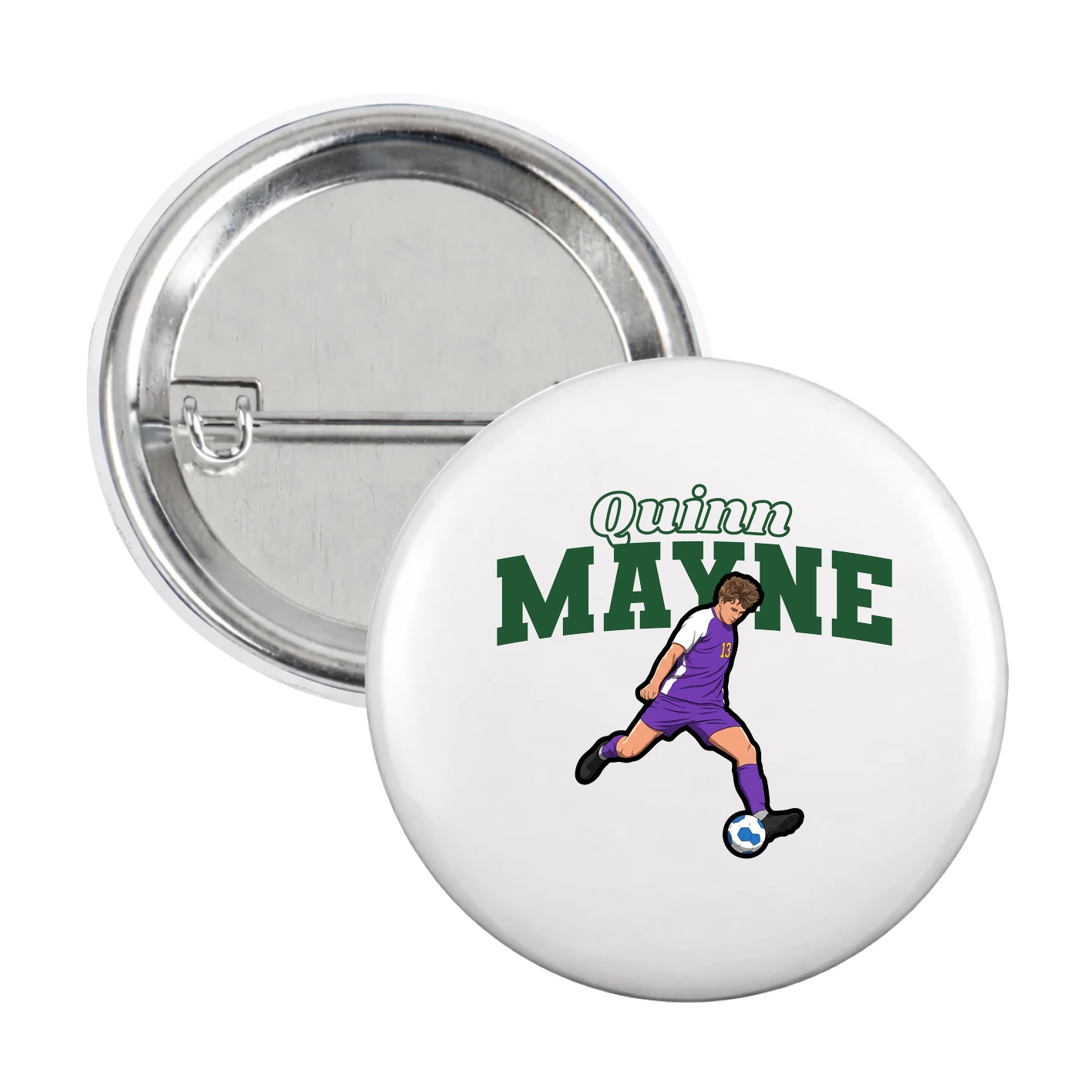 Game Day Button — Name Arch in White