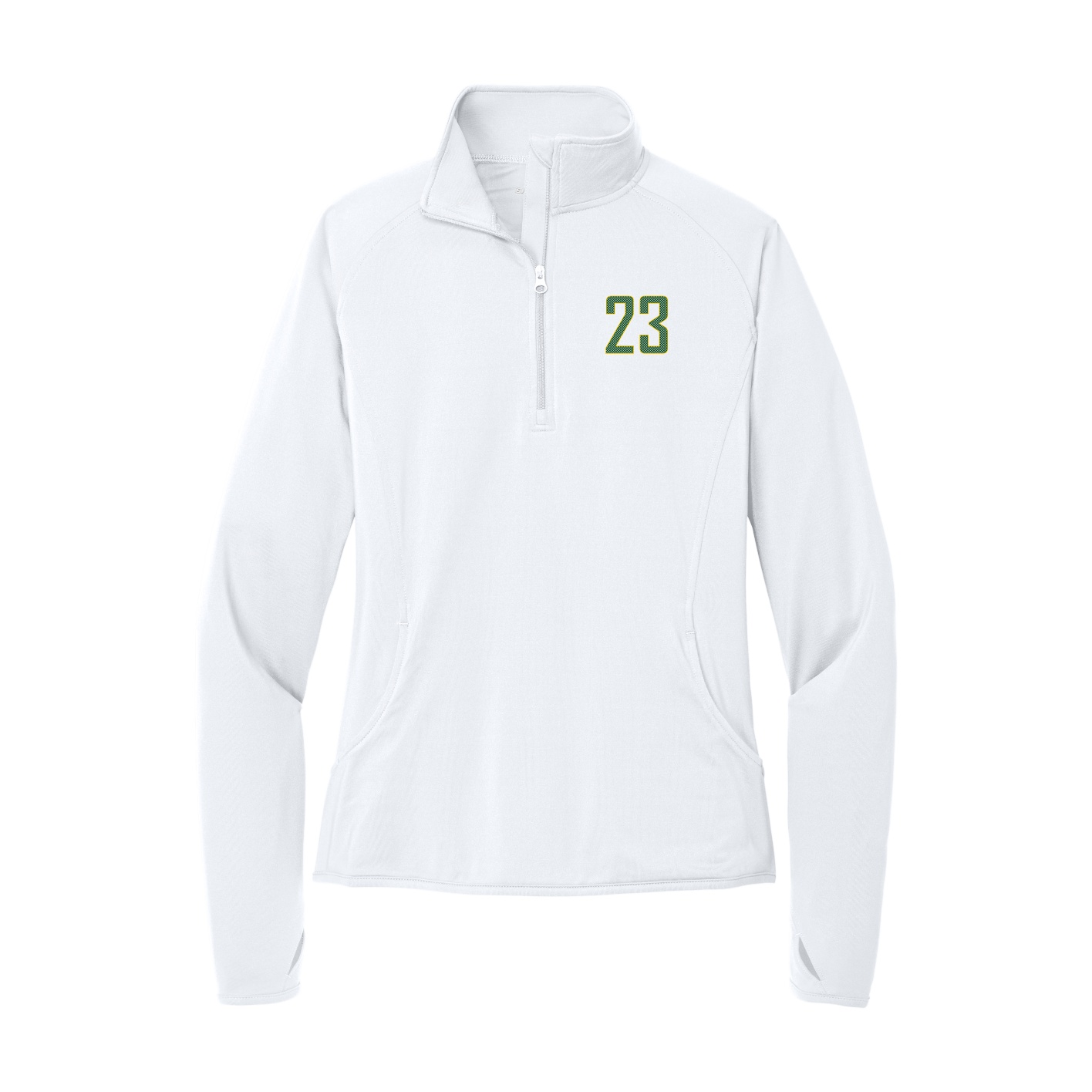 Women's Q-Zip Pullover — Front Shirsy in White