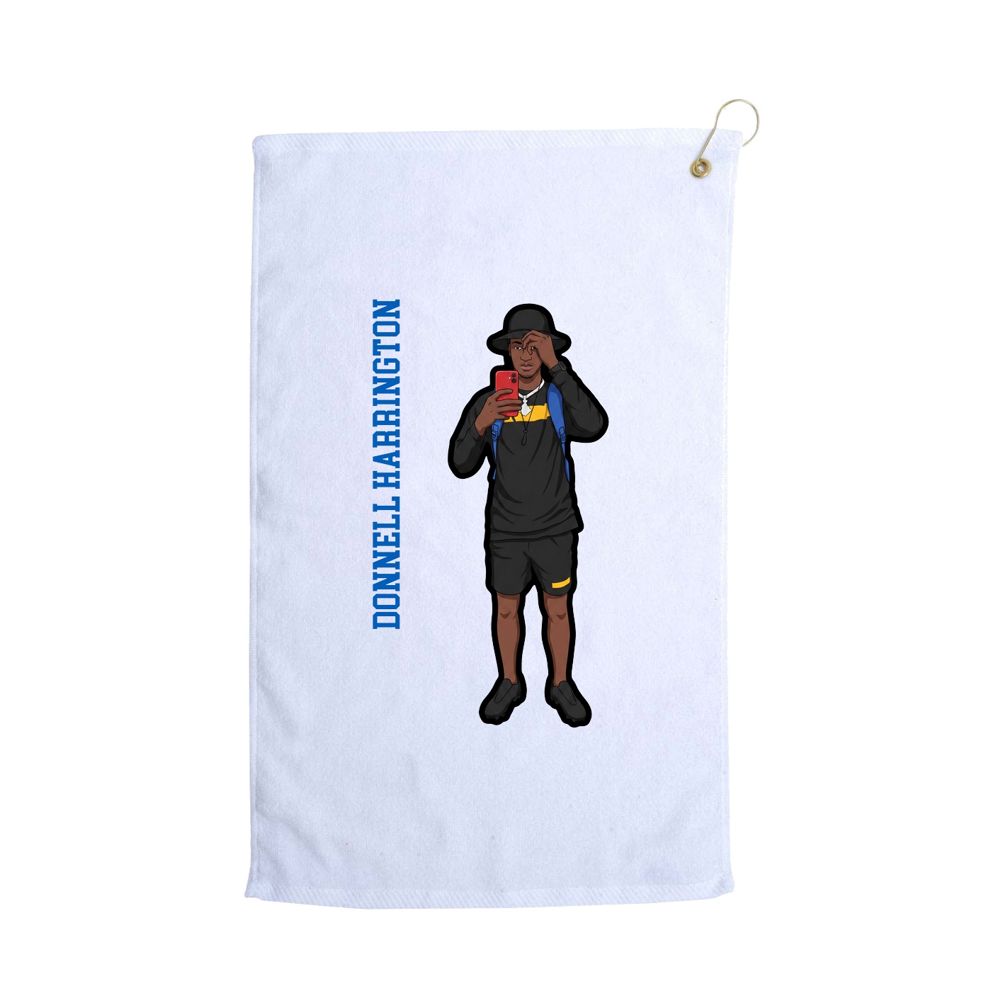 Golf Towel — Name Vertical in White