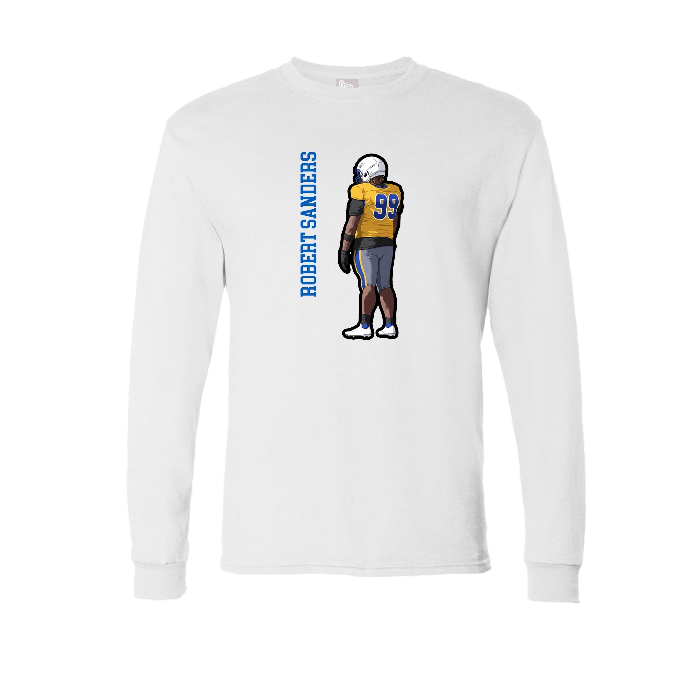 Long Sleeve Tee — Name Vertical in White