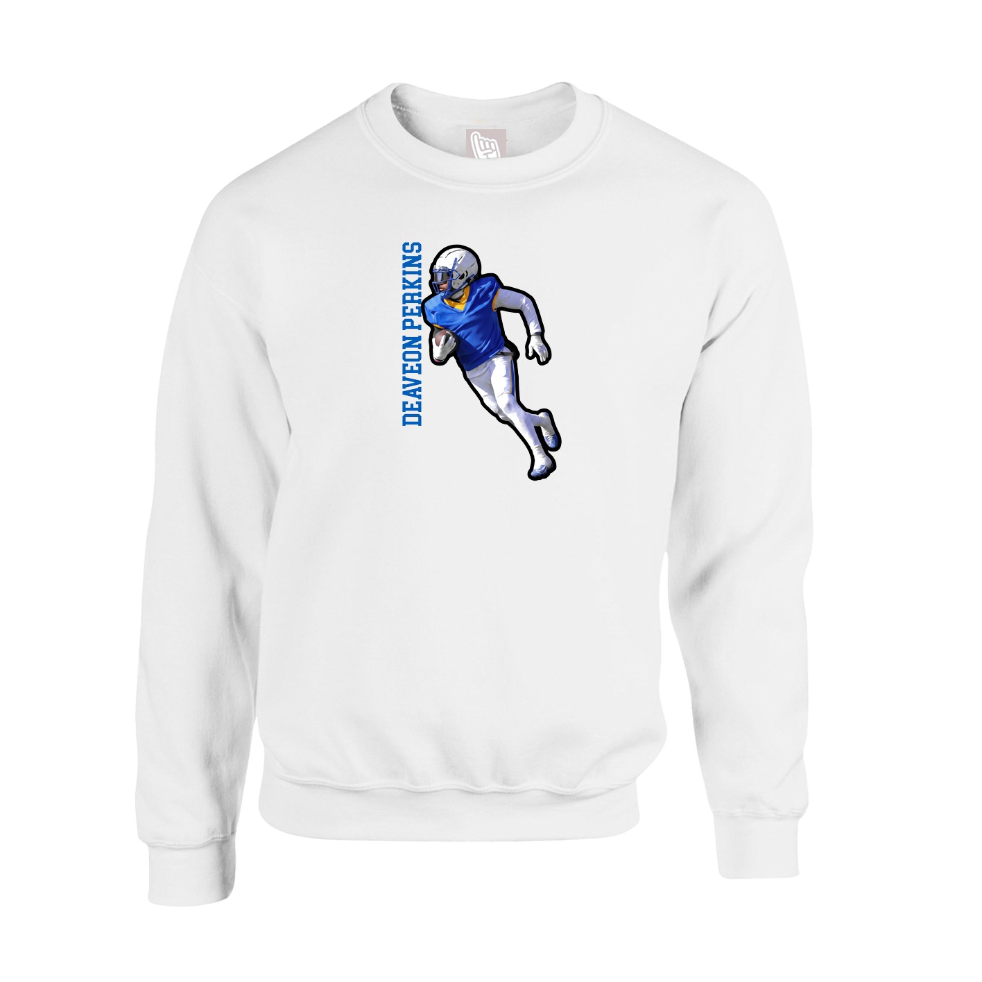 Fleece Crew — Name Vertical in White