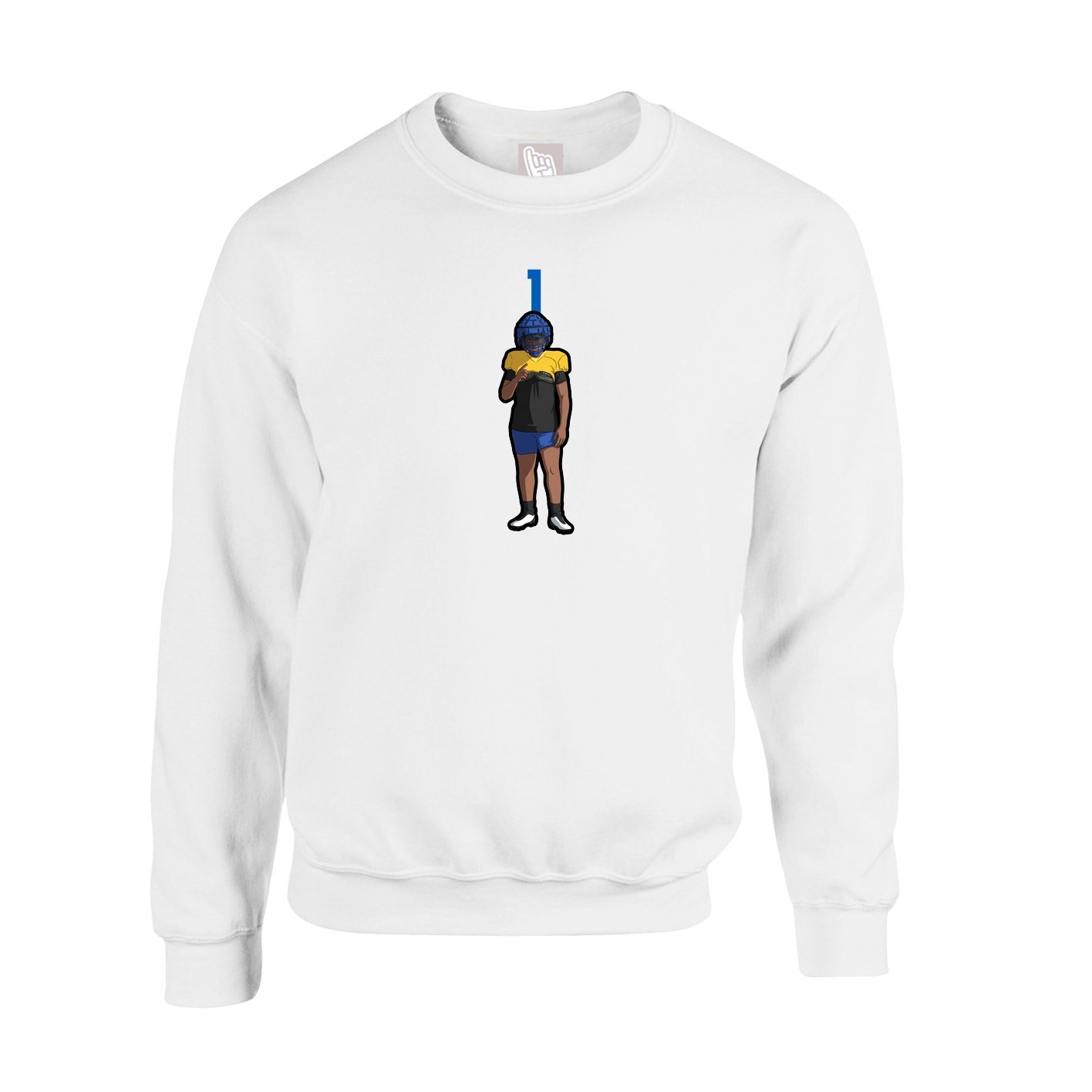 Fleece Crew — Number Top in White