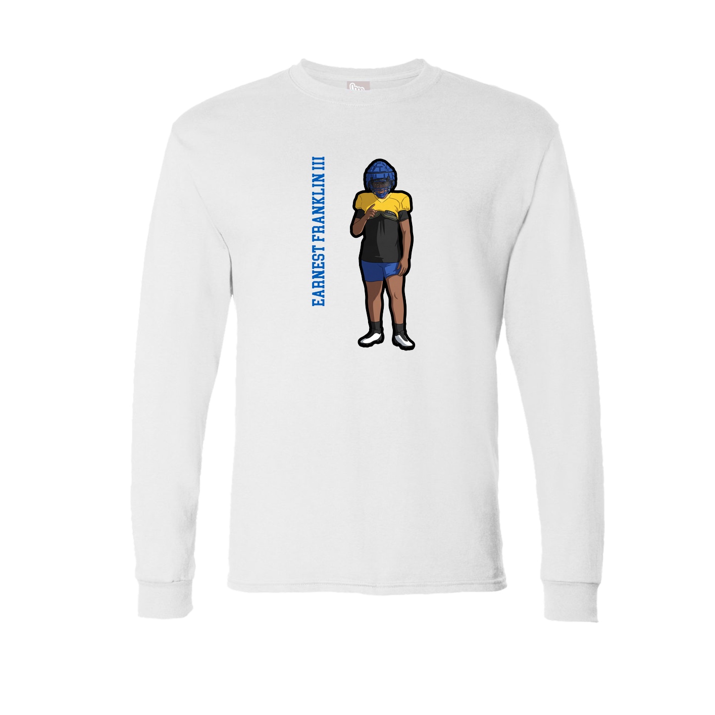 Long Sleeve Tee — Name Vertical in White