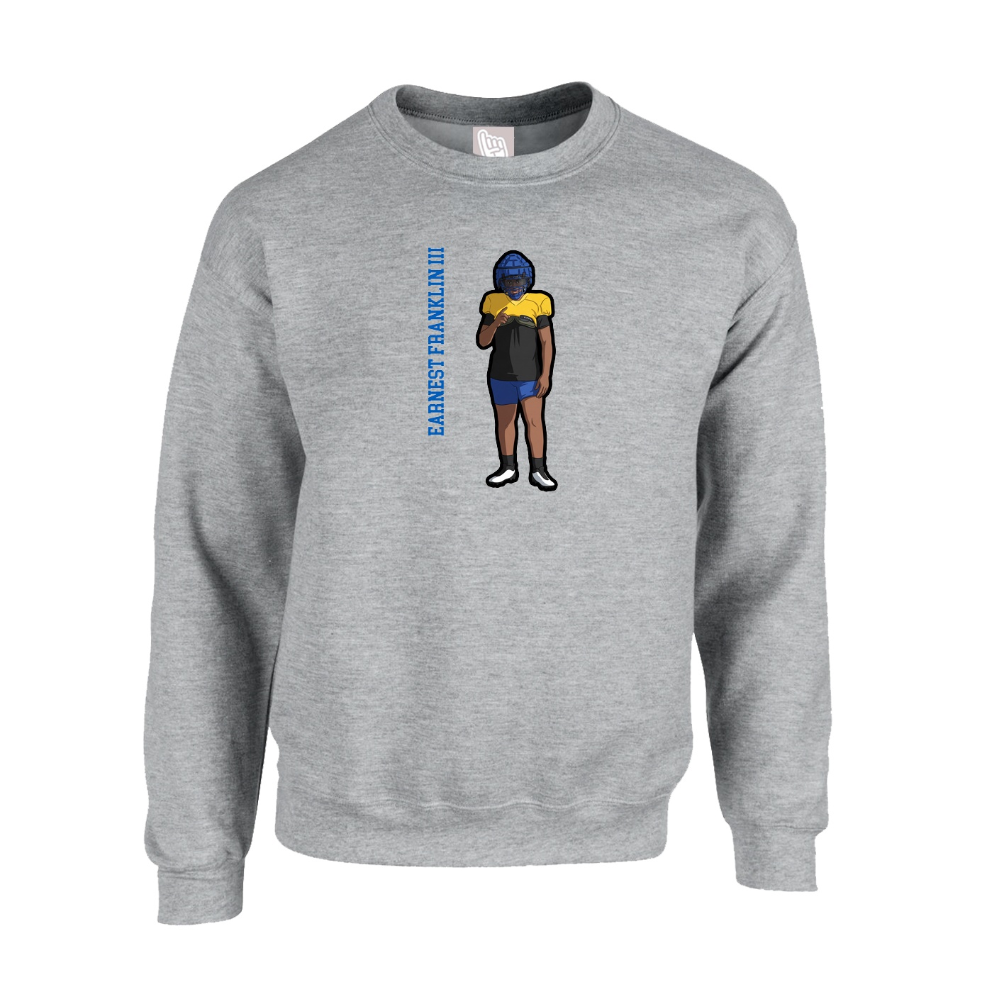 Fleece Crew — Name Vertical in Grey