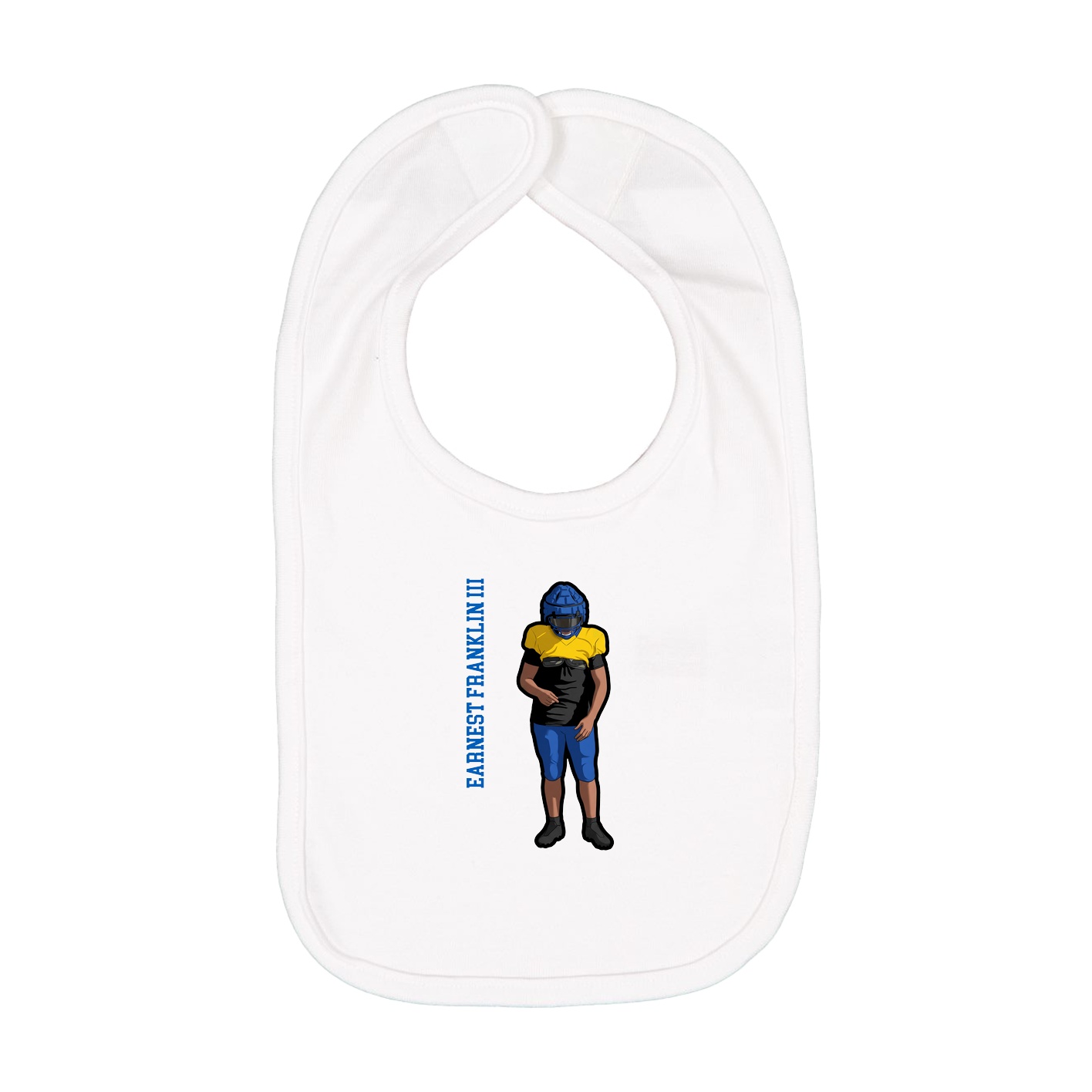 Infant Bib — Name Vertical in White