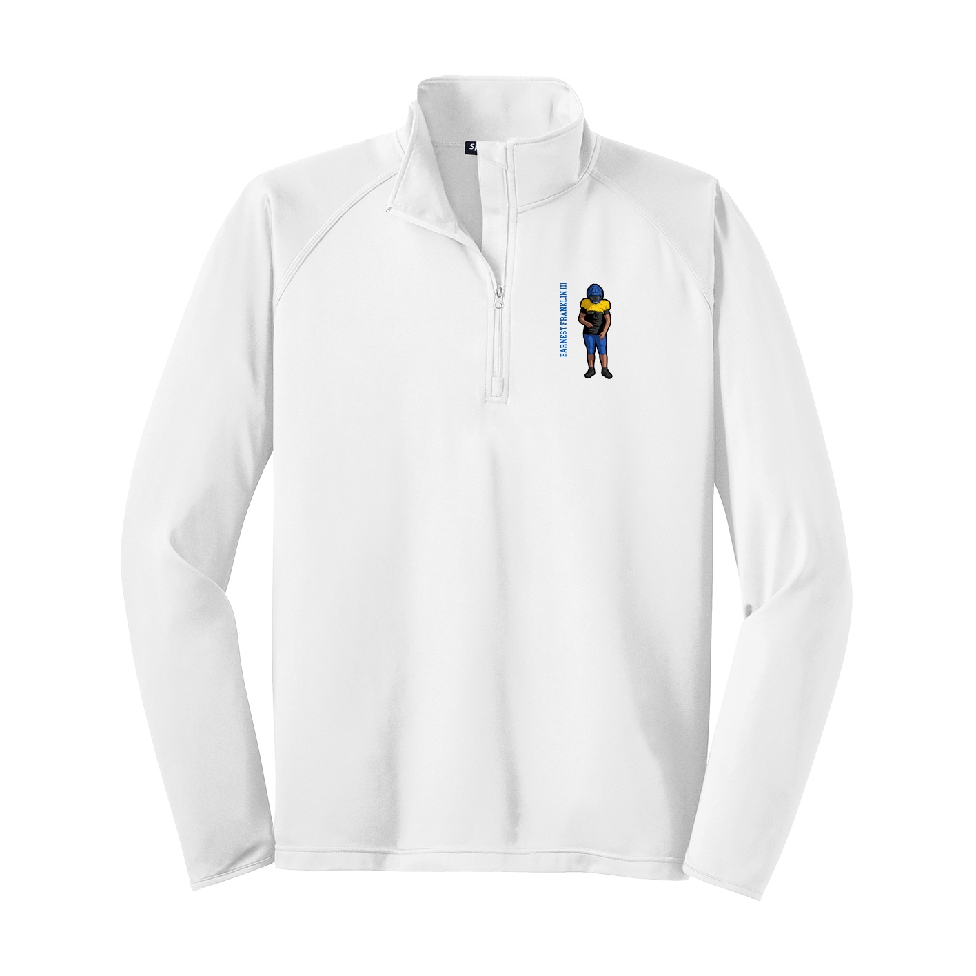 Q-Zip Pullover — Name Vertical in White