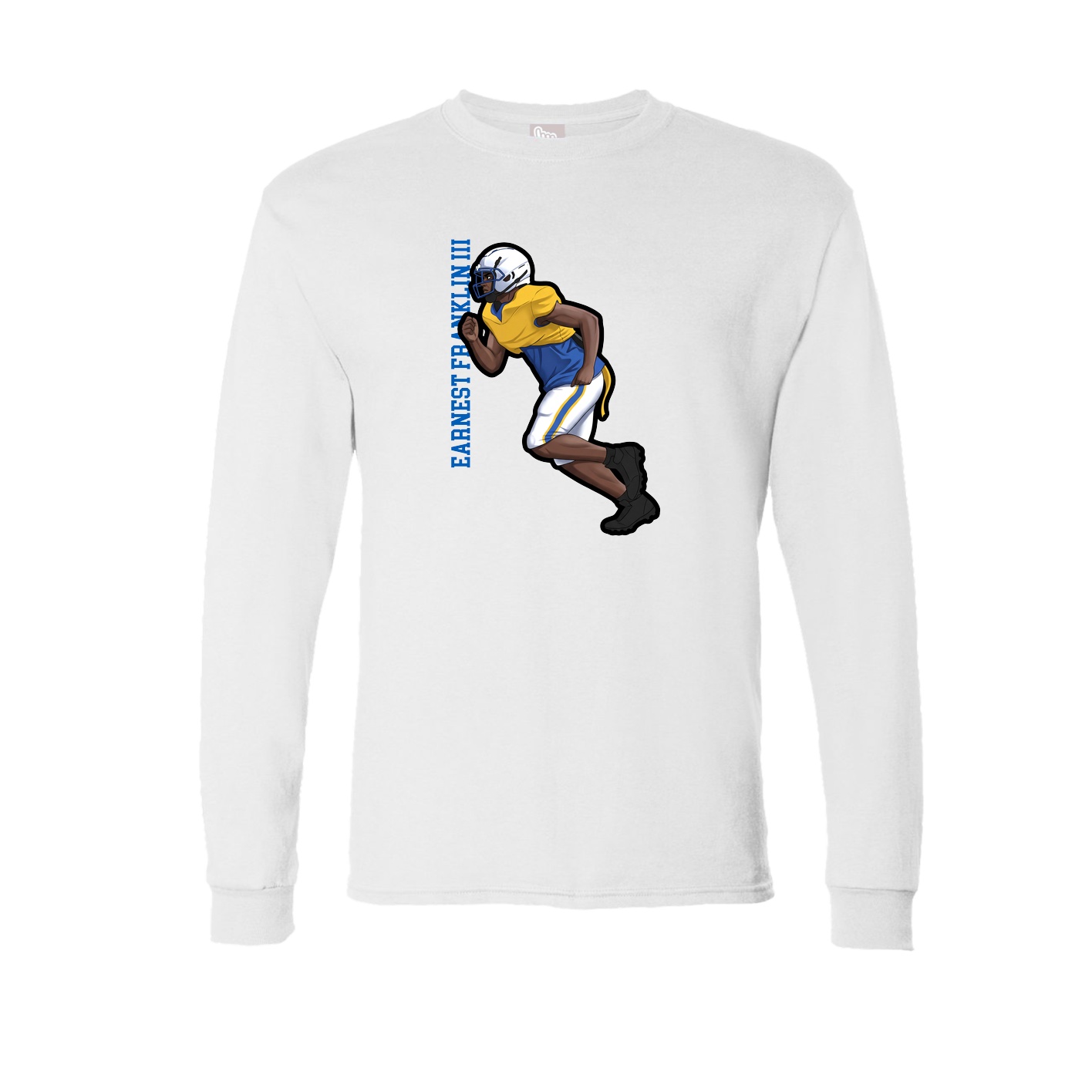 Long Sleeve Tee — Name Vertical in White
