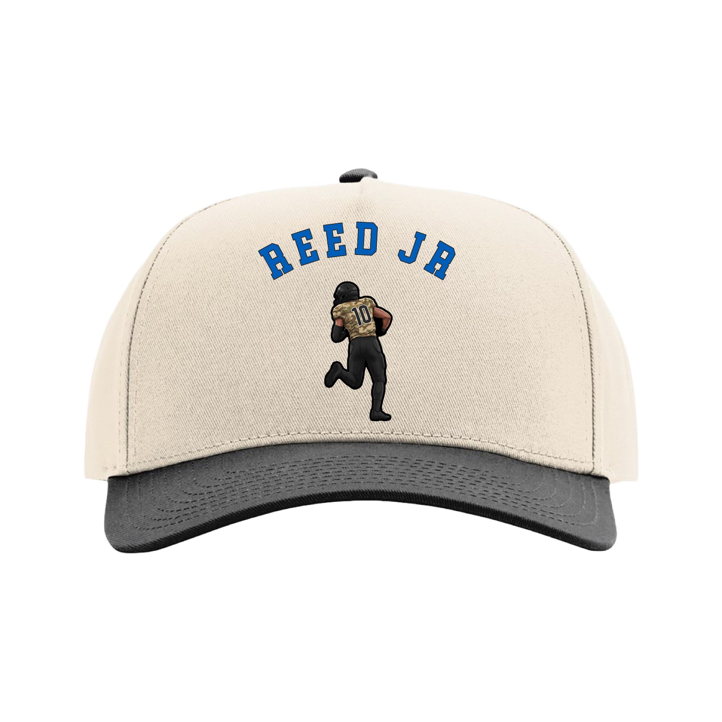 Full Fabric Five-Panel Champ Cap — Shirsey Arch in Cream/Black