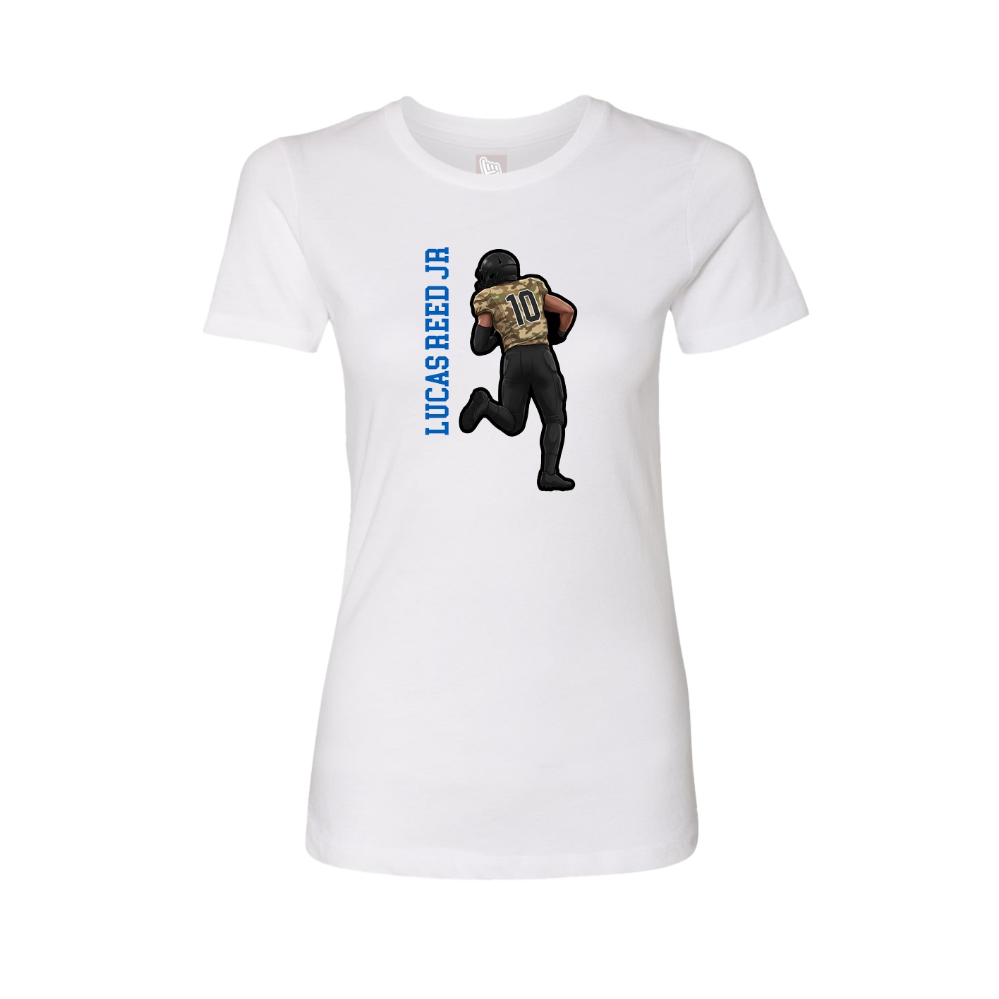 Womens Tee — Name Vertical in White
