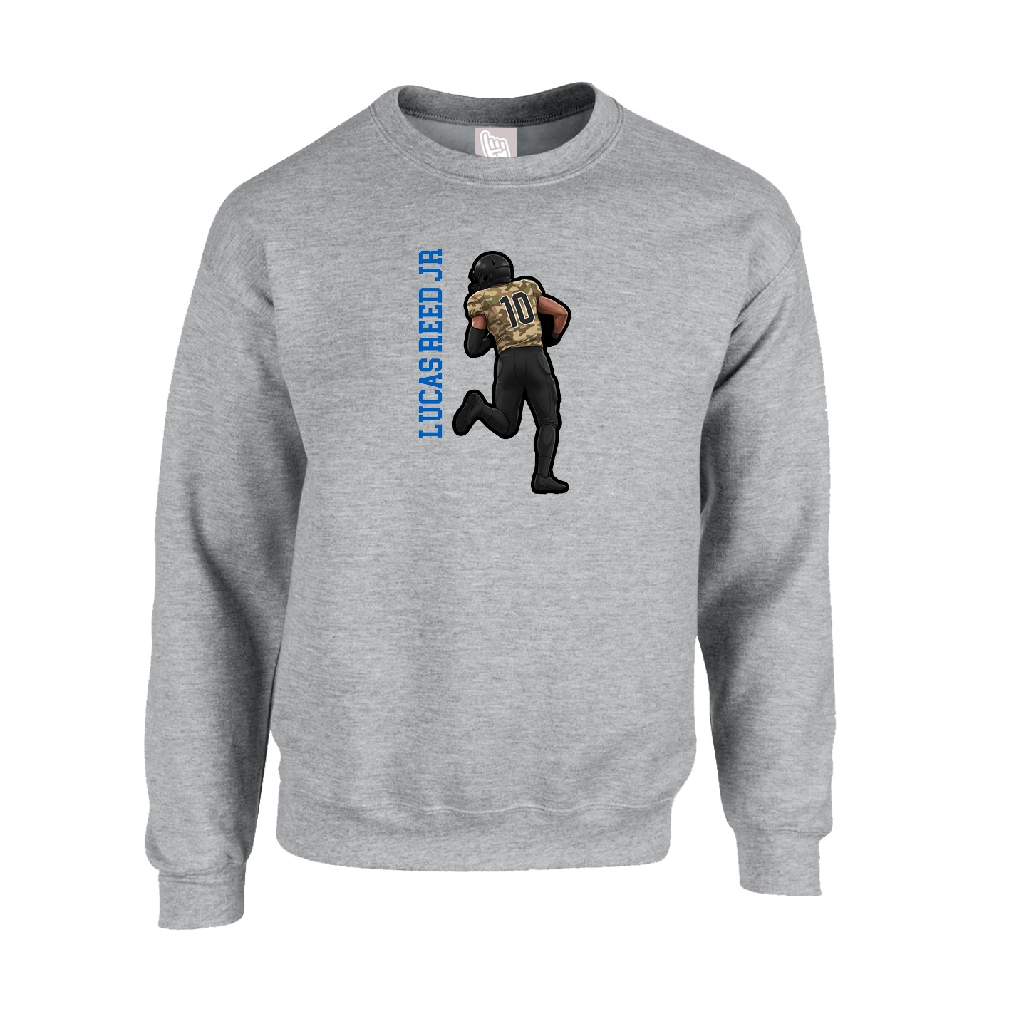 Fleece Crew — Name Vertical in Grey
