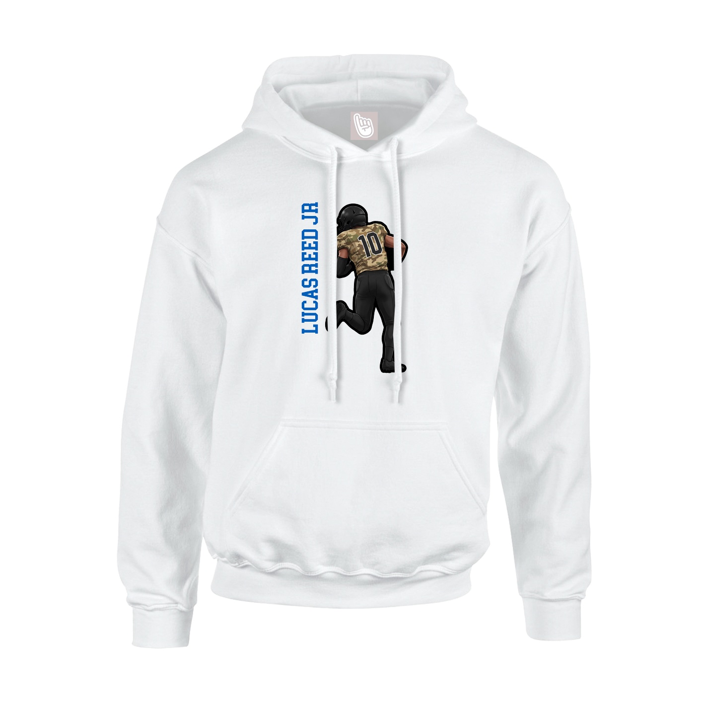 Youth Hoodie — Name Vertical in White