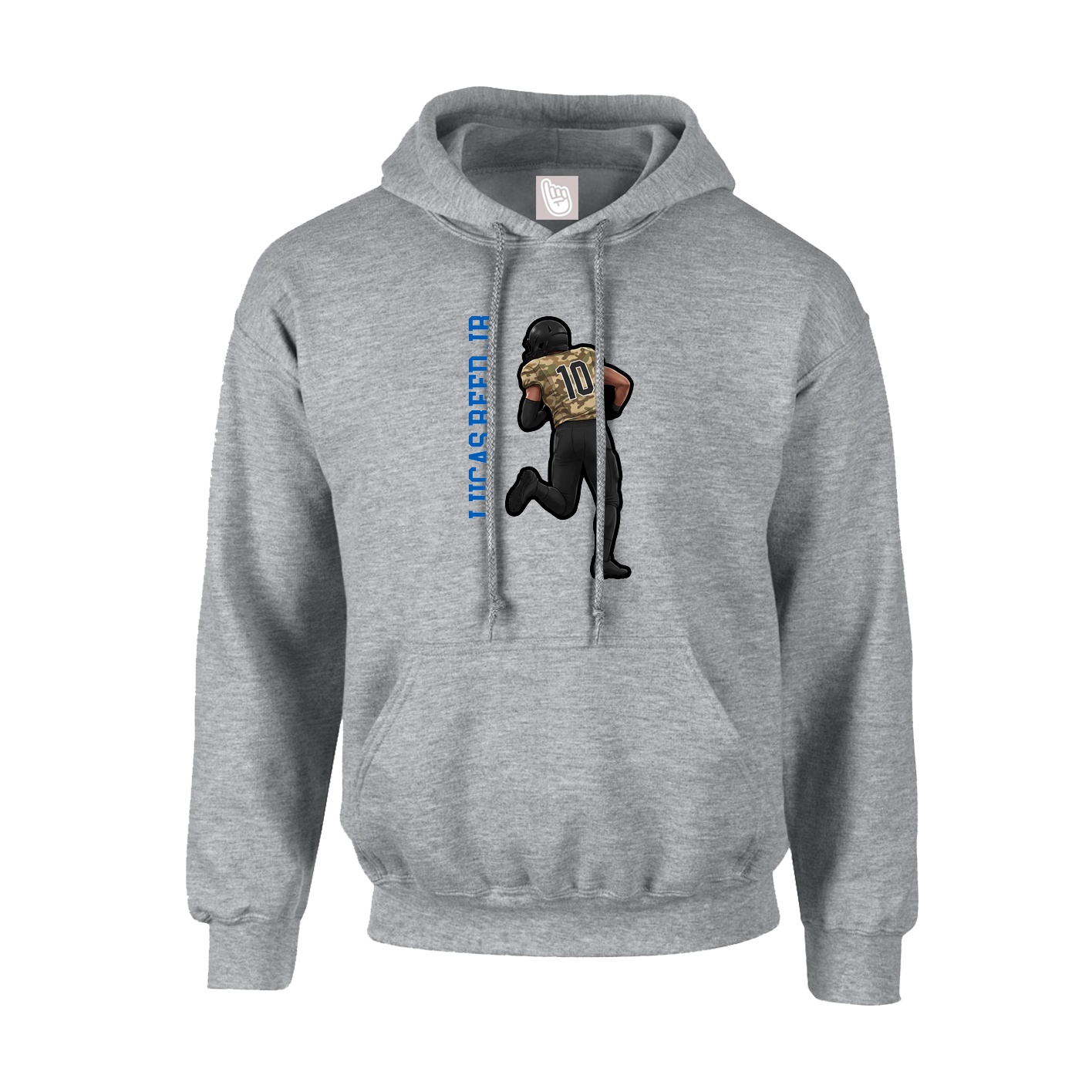 Youth Hoodie — Name Vertical in Grey