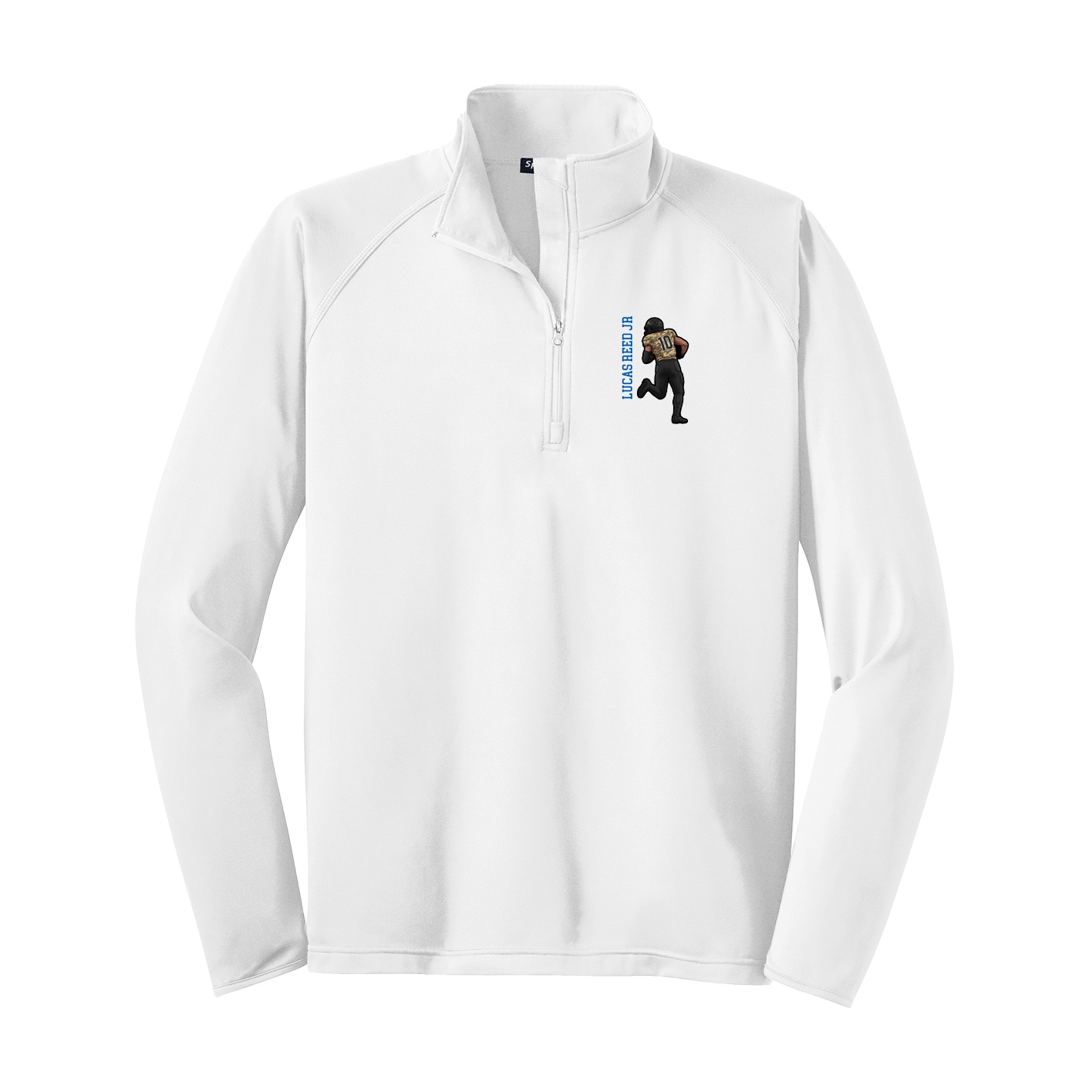 Q-Zip Pullover — Name Vertical in White