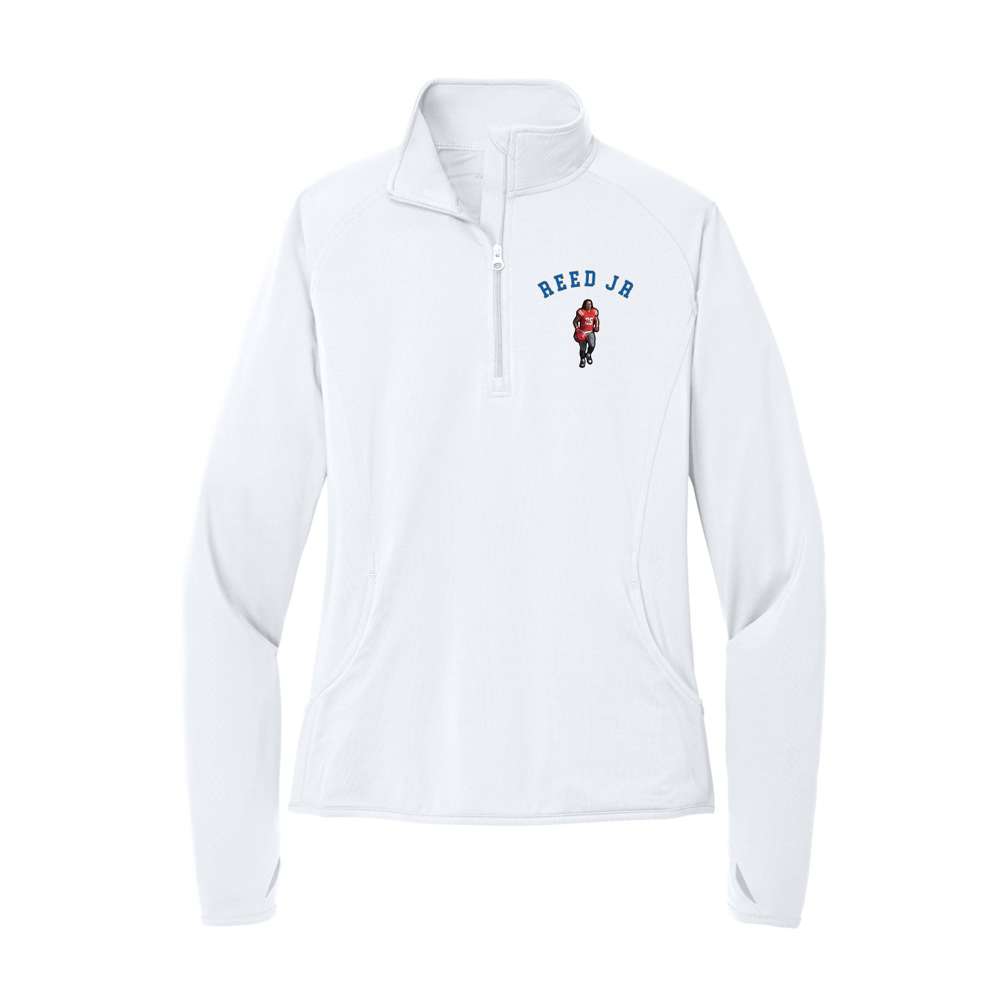 Women's Q-Zip Pullover — Shirsey Arch in White
