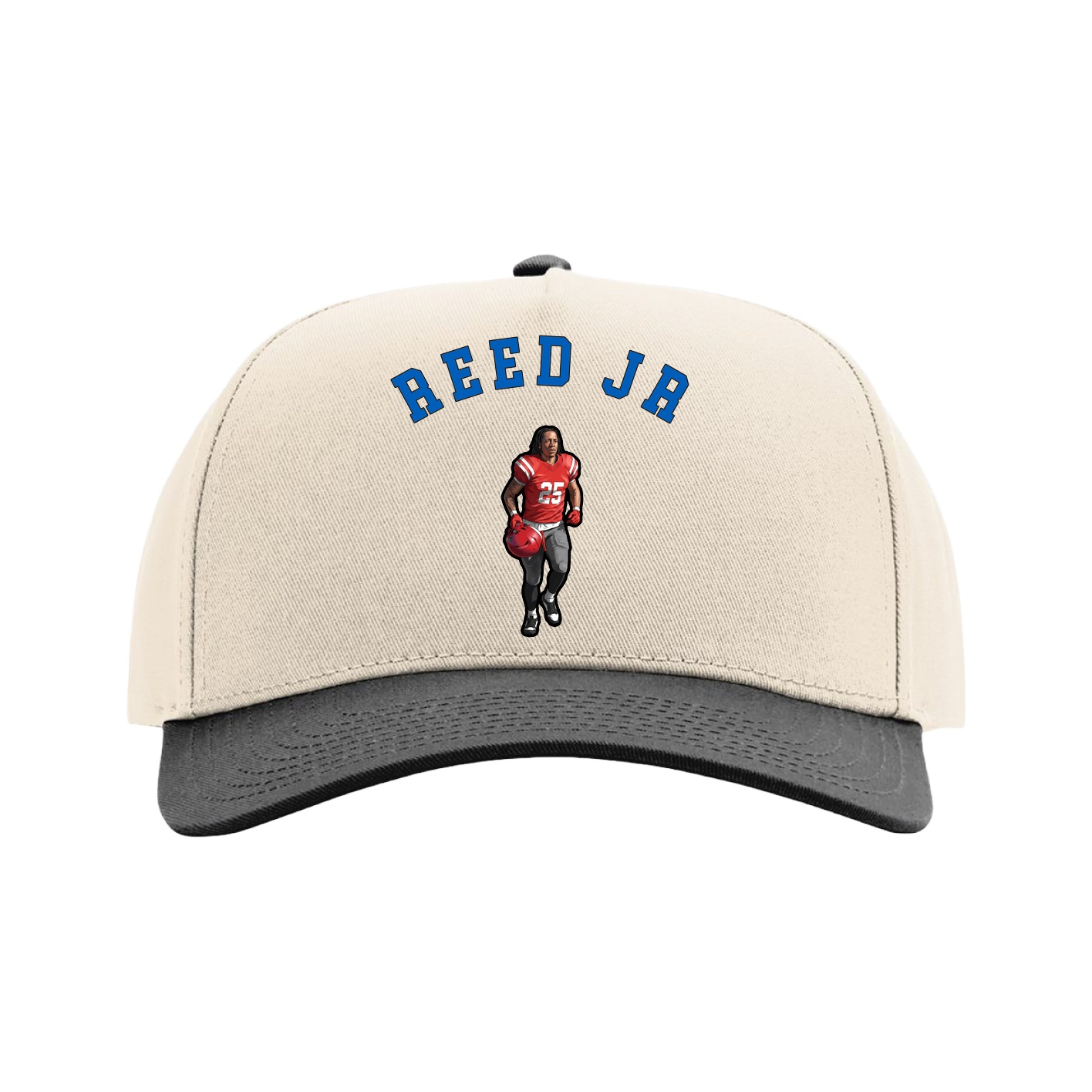 Full Fabric Five-Panel Champ Cap — Shirsey Arch in Cream/Black
