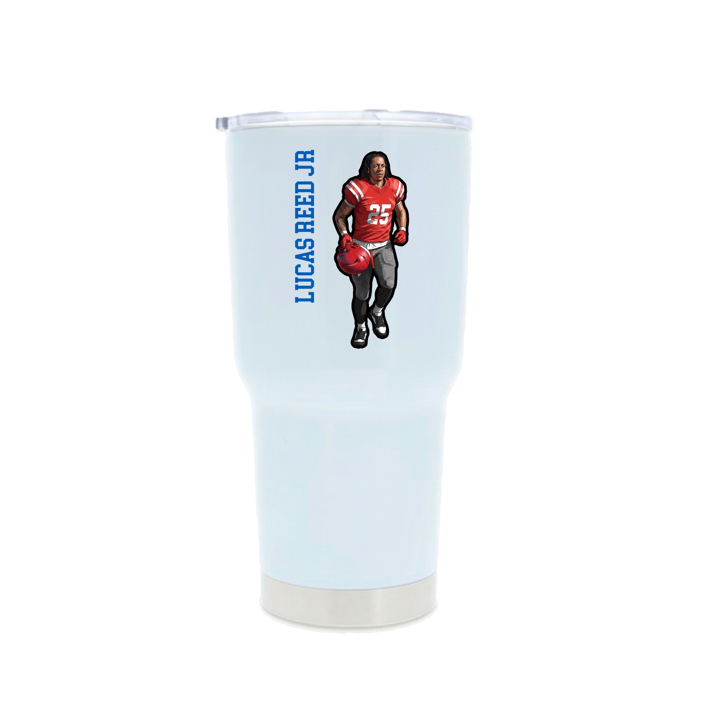 30oz Stainless Steel Tumbler — Name Vertical in White