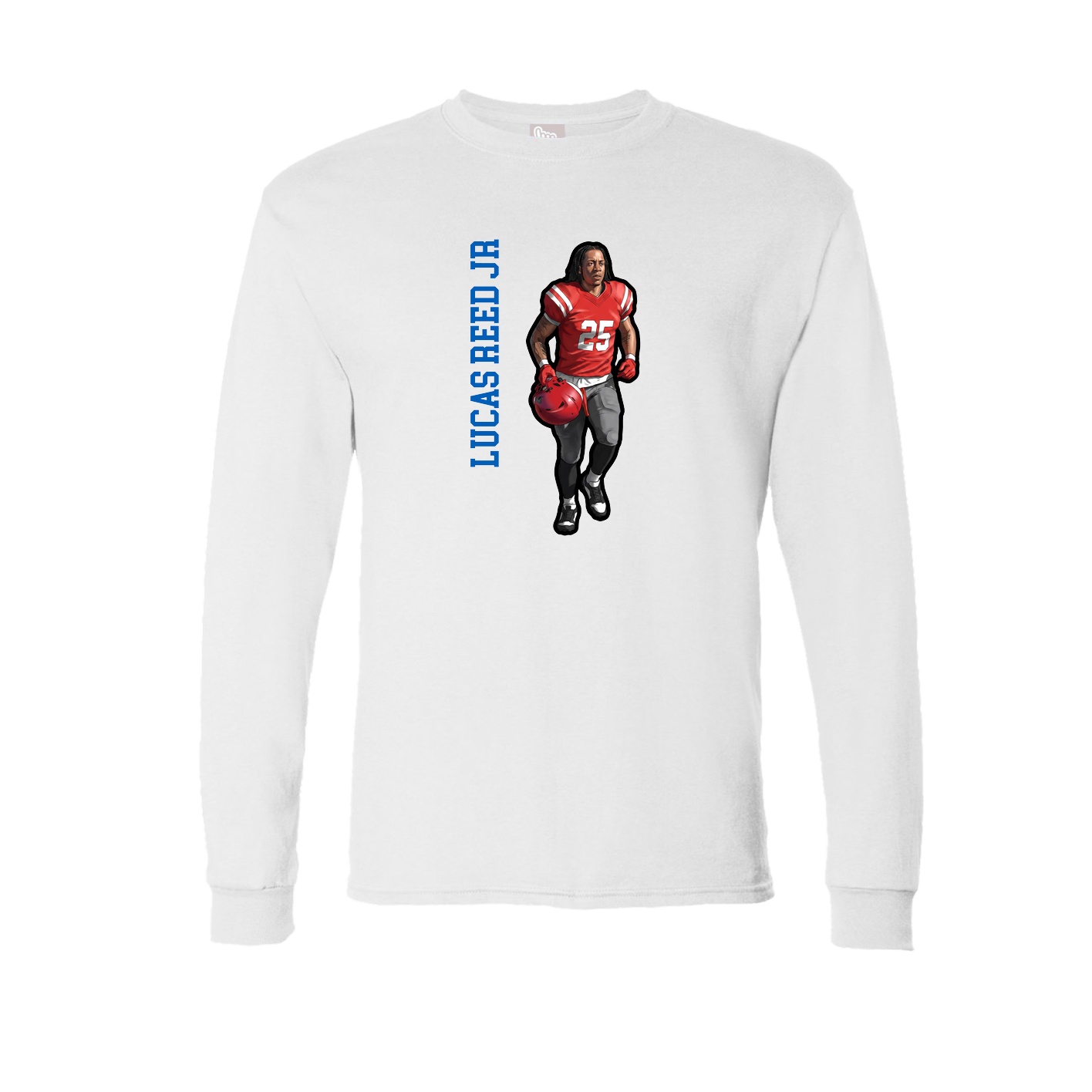 Long Sleeve Tee — Name Vertical in White