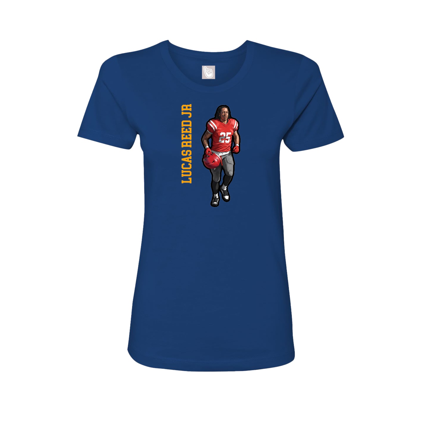 Fitted Women's Tee — Name Vertical in Royal