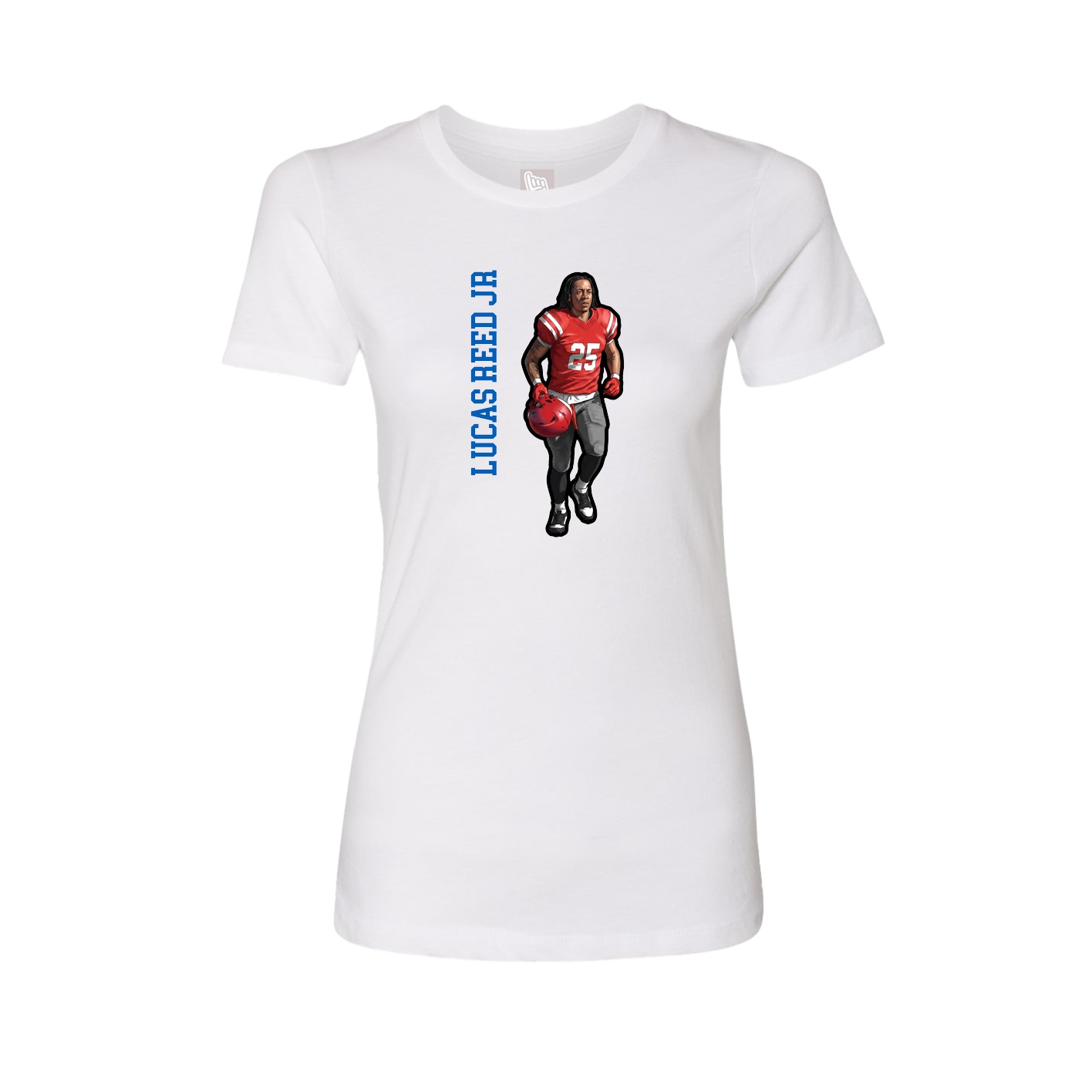 Womens Tee — Name Vertical in White