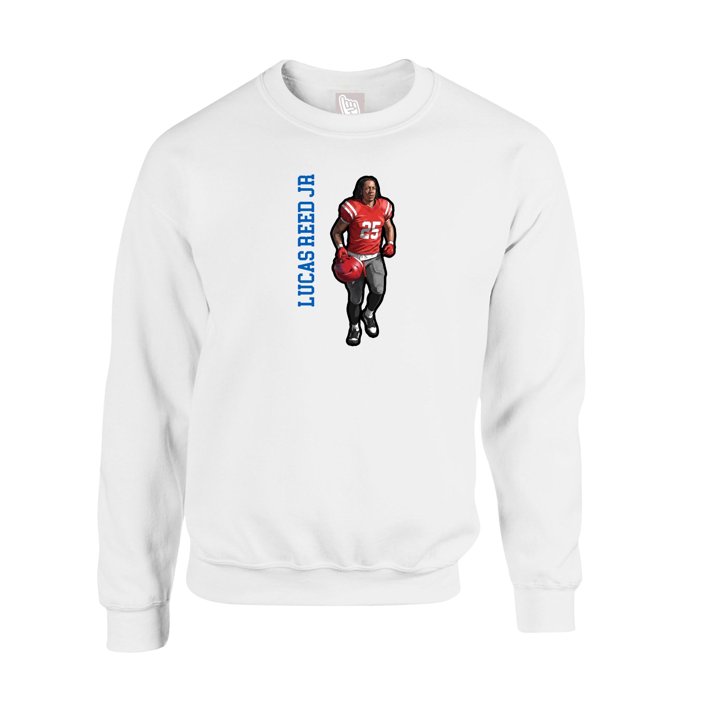 Fleece Crew — Name Vertical in White