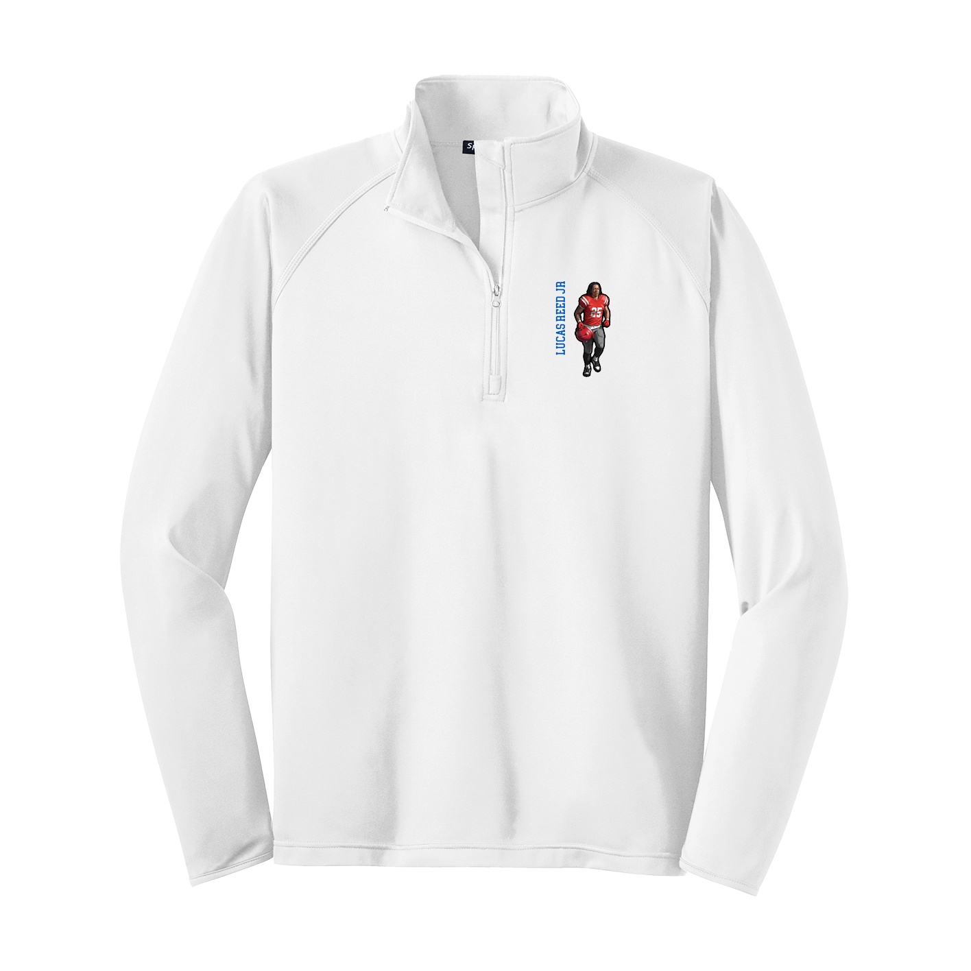 Q-Zip Pullover — Name Vertical in White
