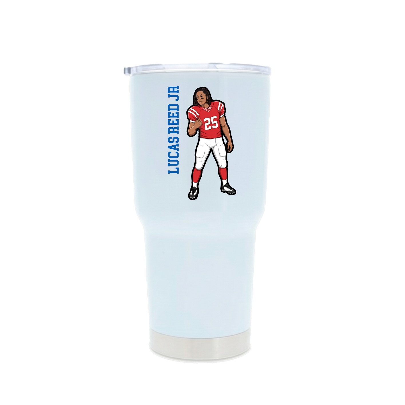 30oz Stainless Steel Tumbler — Name Vertical in White