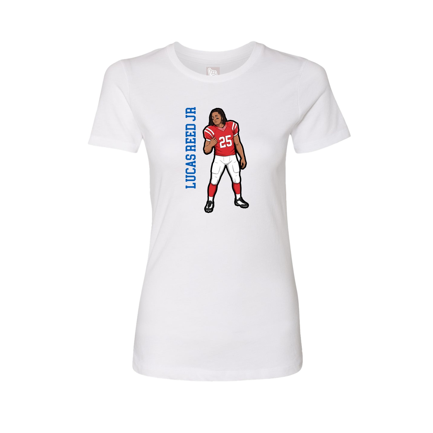 Womens Tee — Name Vertical in White
