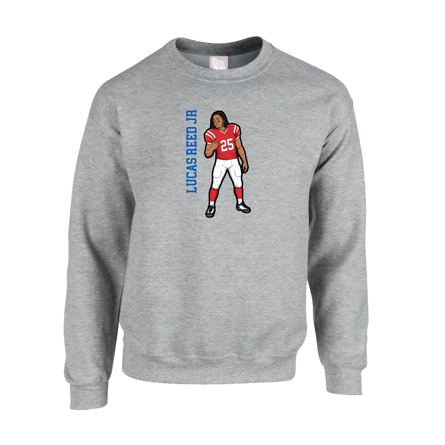Fleece Crew — Name Vertical in Grey