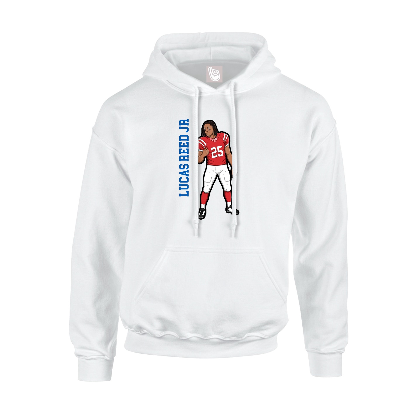 Youth Hoodie — Name Vertical in White
